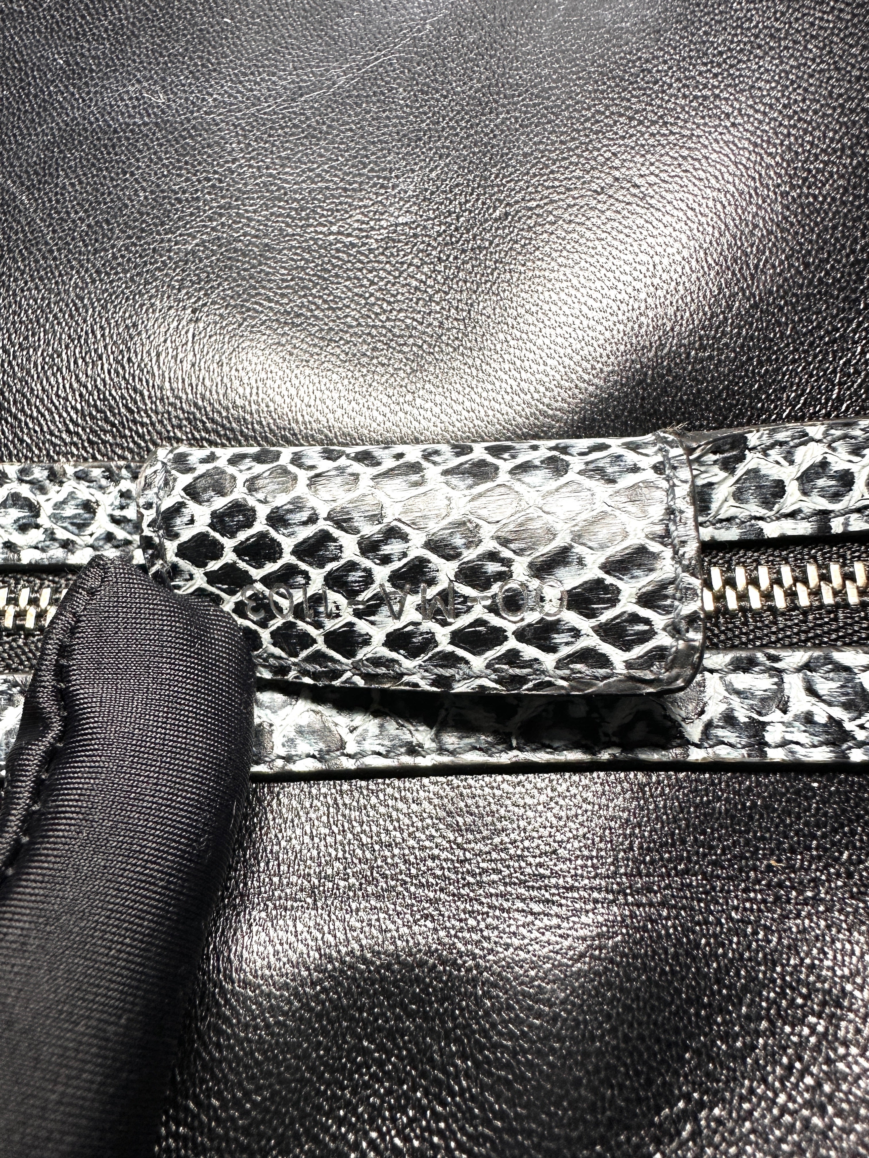 Christian Dior Lady Dior Grey Python Leather Handle Bag With Silver Charms DR790