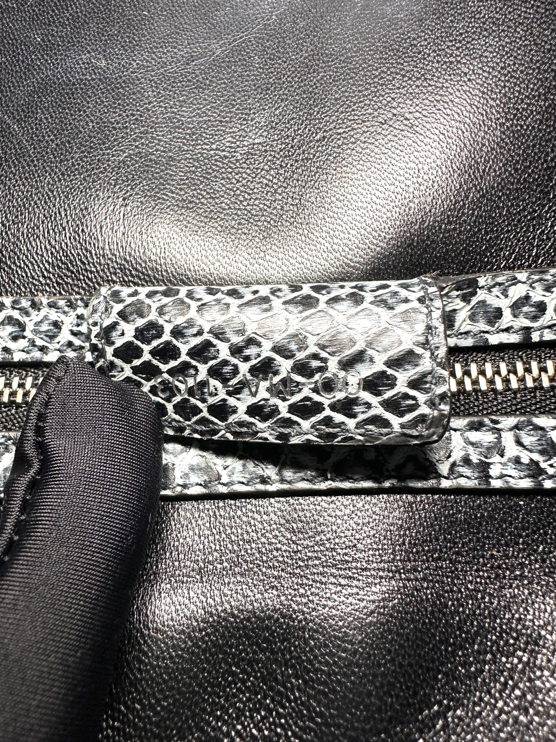 Christian Dior Lady Dior Grey Python Leather Handle Bag With Silver Charms DR790