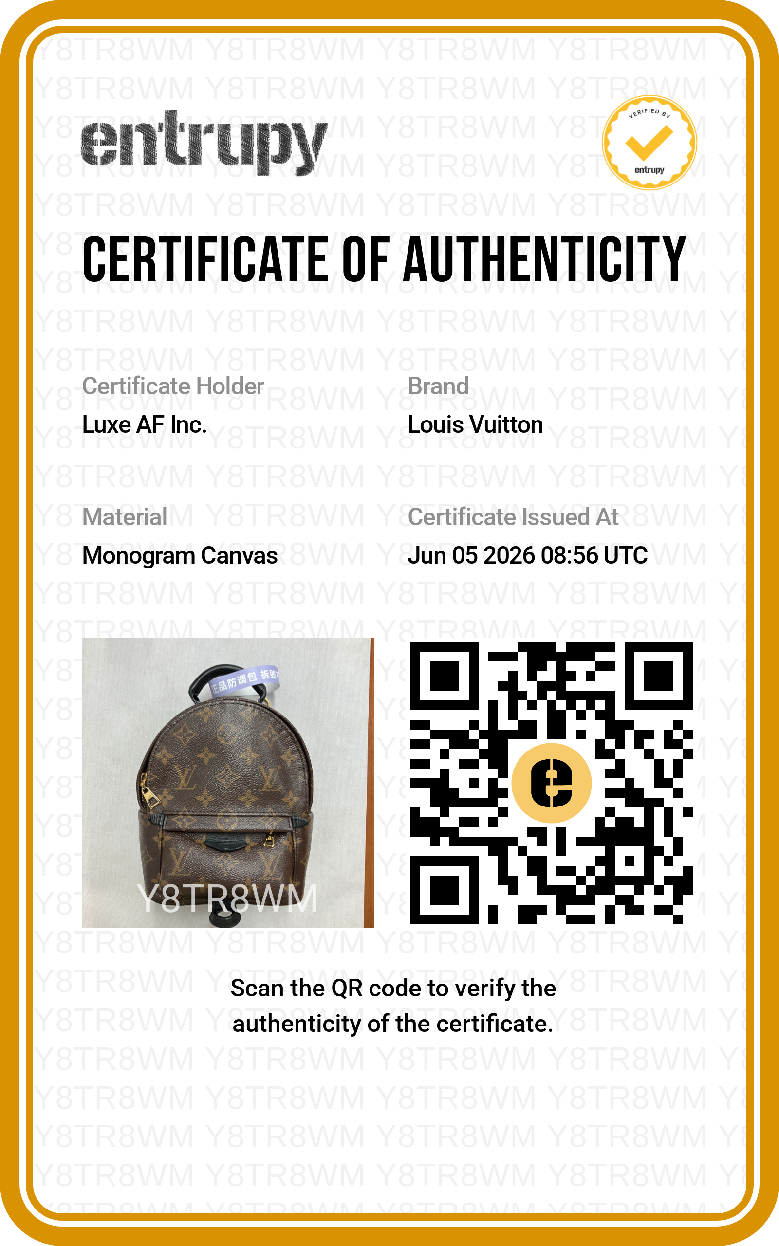 Louis Vuitton Palm Springs Monogram Canvas Backpack LV2968