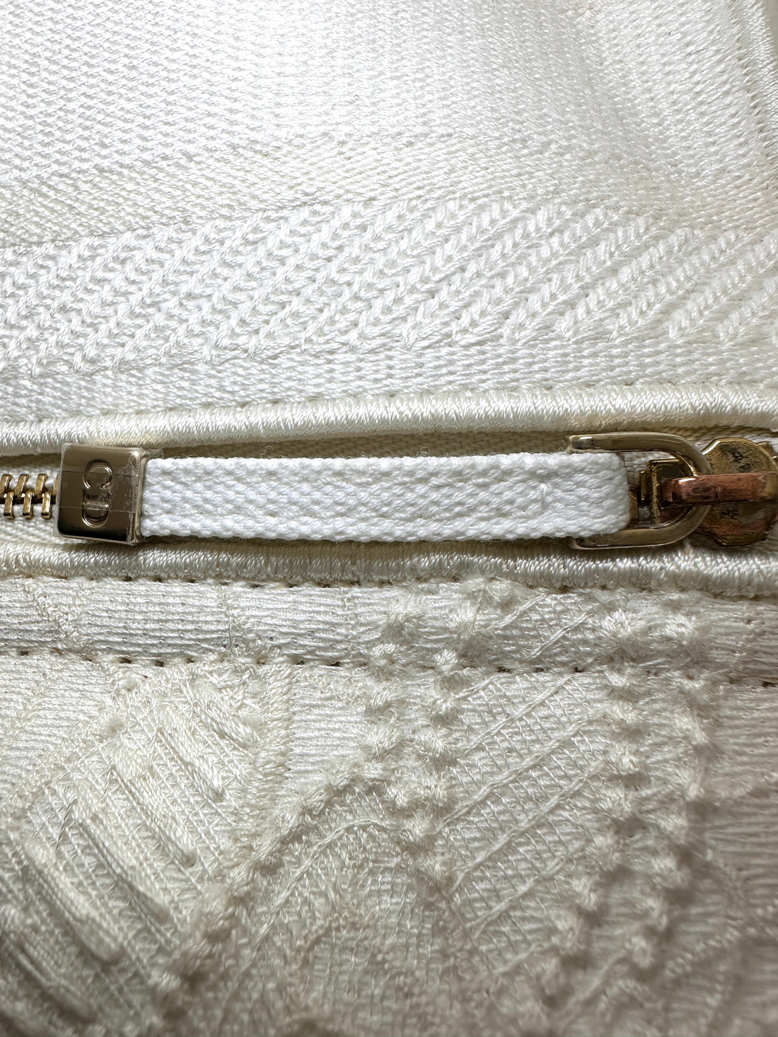 Christian Dior Lady Dior White D-Lace Embroidery Handle Bag With Silver Charms DR777
