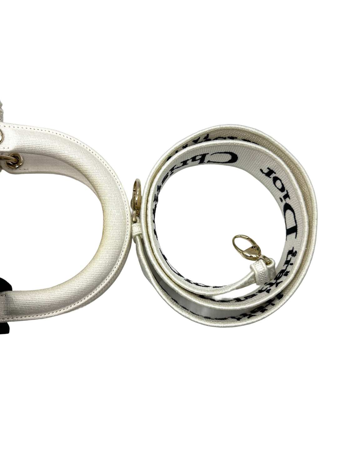Christian Dior Lady Dior White D-Lace Embroidery Handle Bag With Silver Charms DR777