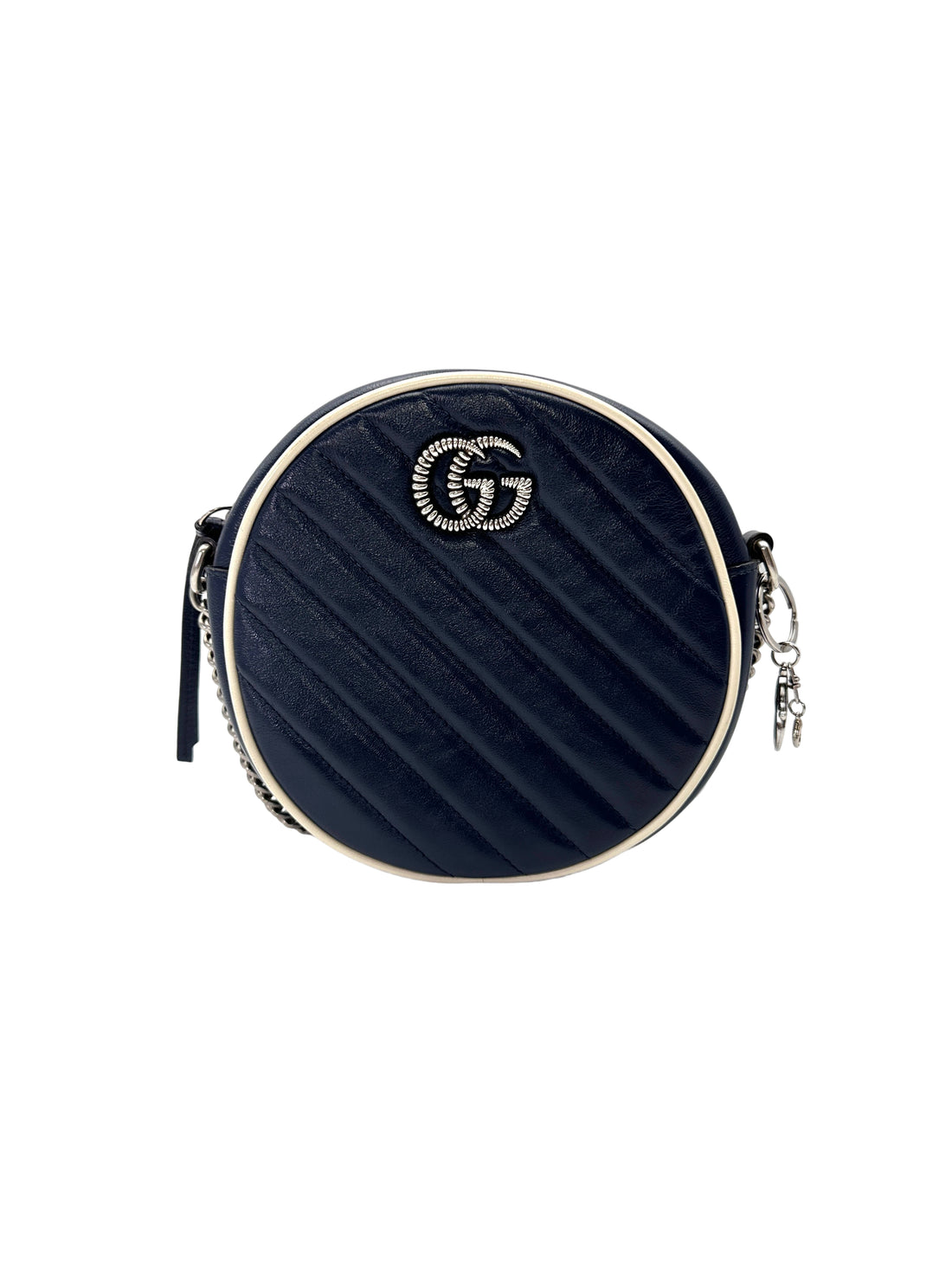 Gucci GG Marmont Navy Quilted Leather Round Clutch GG1251