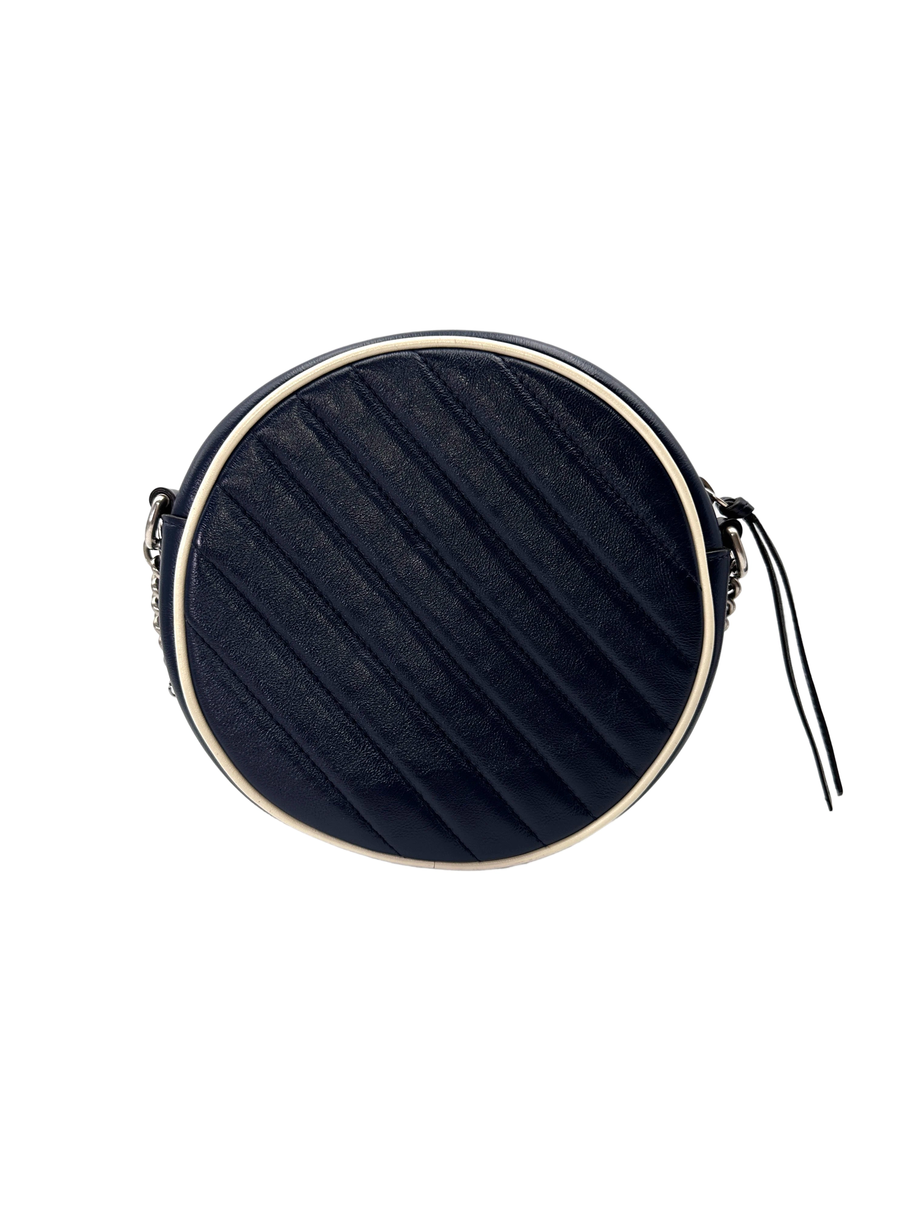 Gucci GG Marmont Navy Quilted Leather Round Clutch GG1251