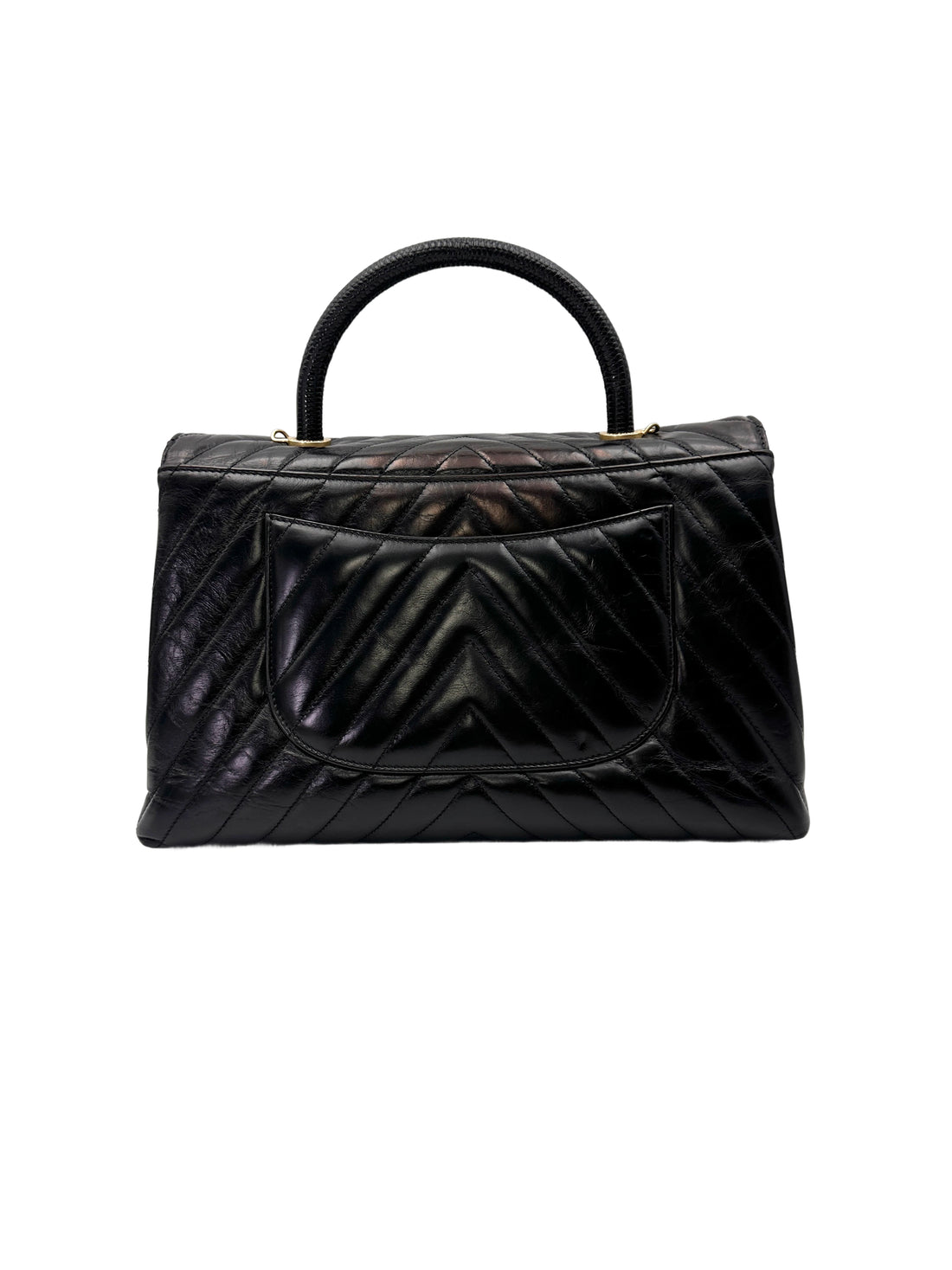 Chanel CoCo Handle Black Chevron Quilted Leather Large Size Shoulder Bag(24***40) CC2118