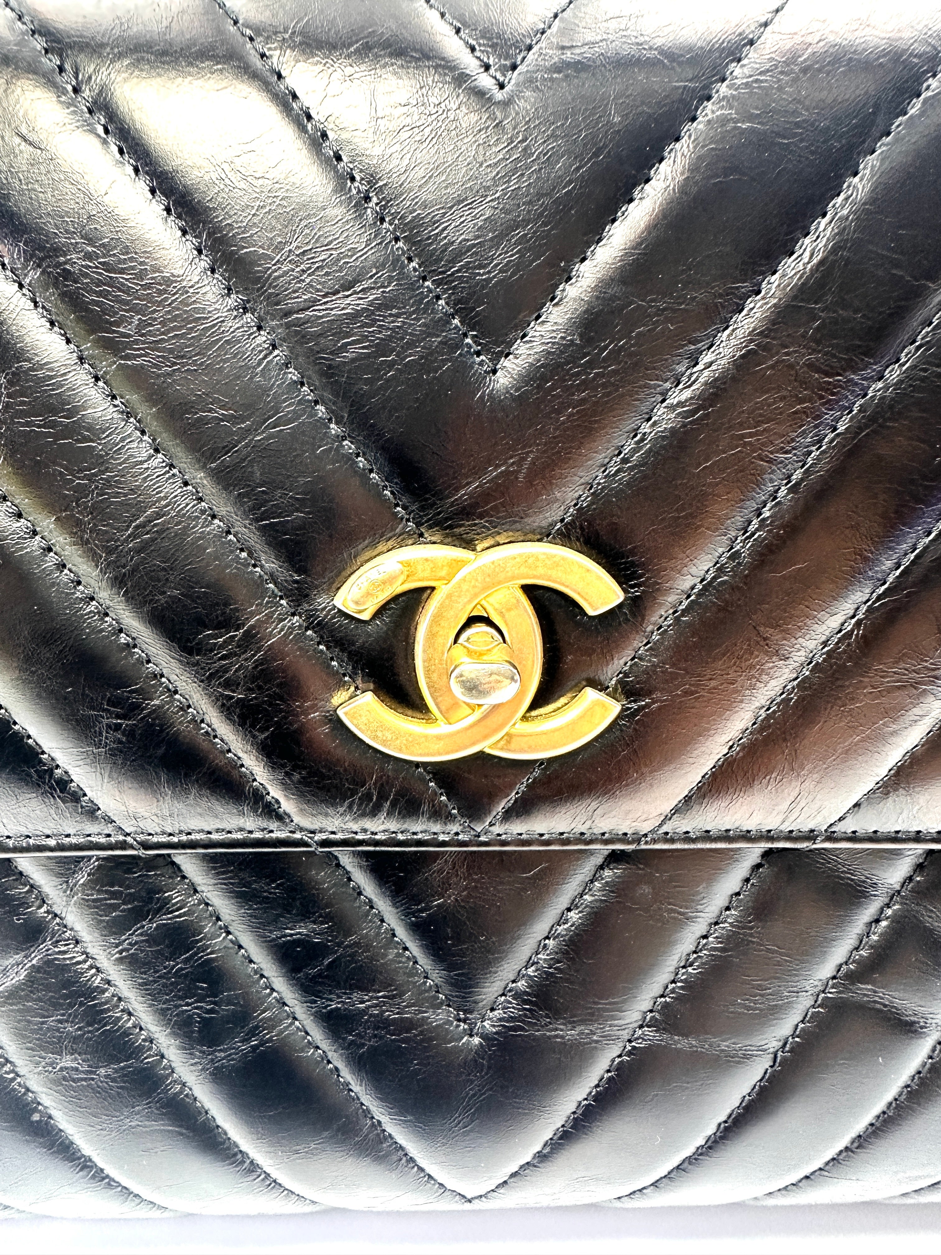 Chanel CoCo Handle Black Chevron Quilted Leather Large Size Shoulder Bag(24***40) CC2118