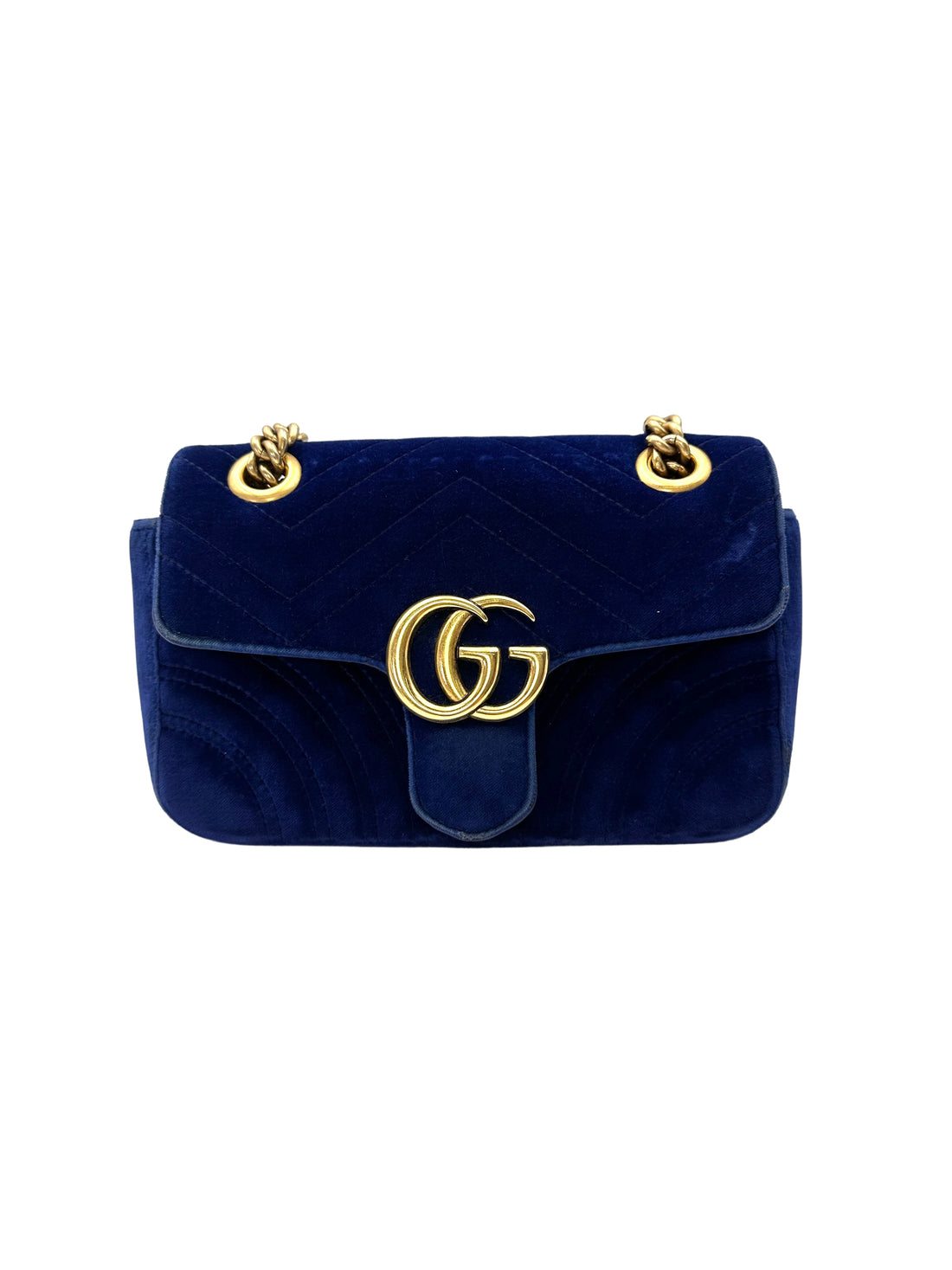 Gucci GG Marmont Blue Velvet Shoulder Bag GG1256