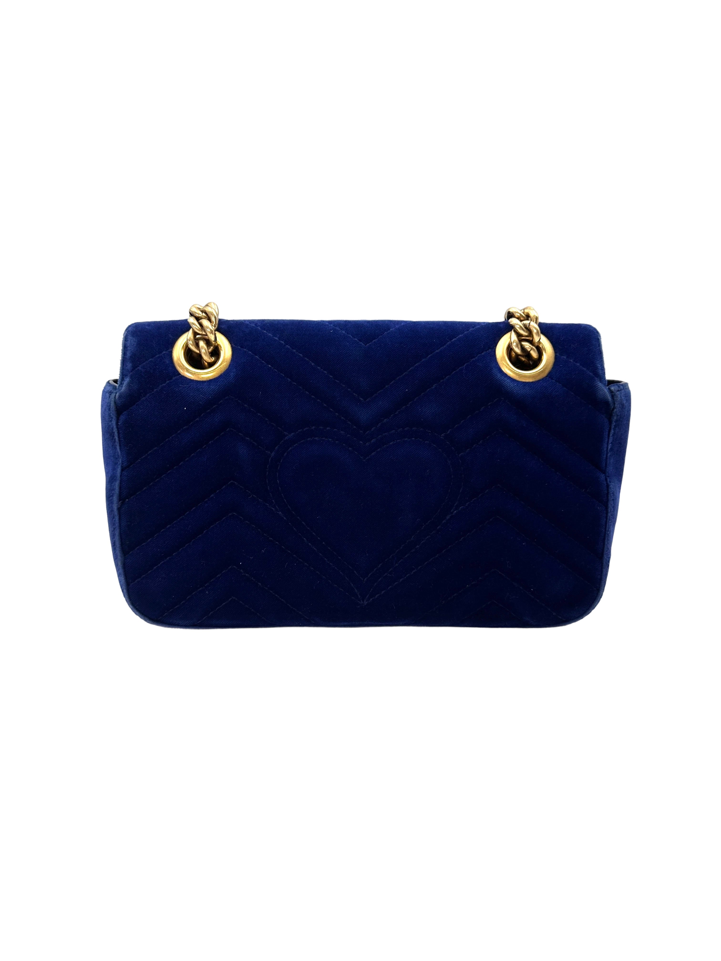 Gucci GG Marmont Blue Velvet Shoulder Bag GG1256