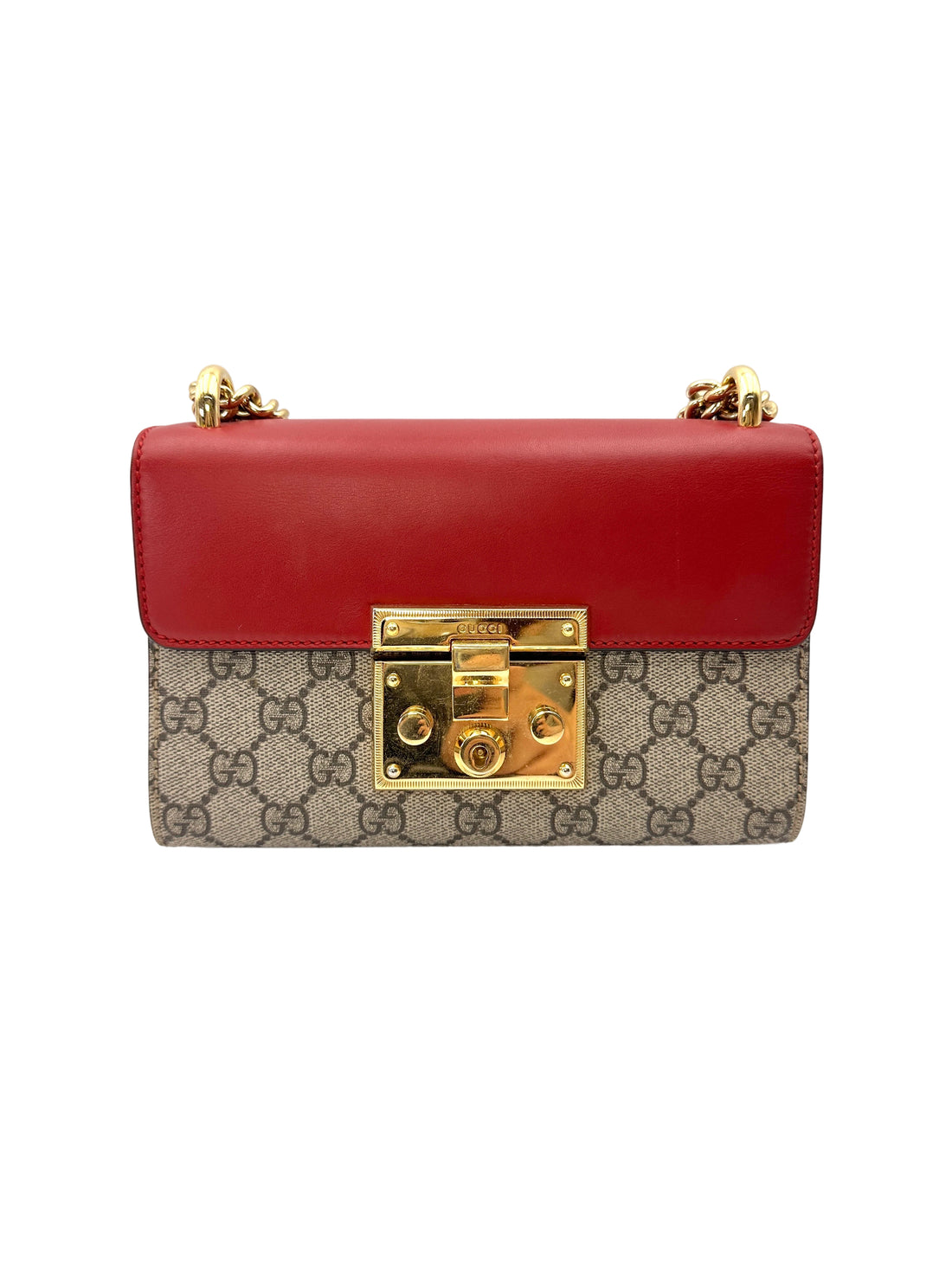 Gucci Padlock GG Canvas & Red Leather Small Size Shoulder Bag GG1258