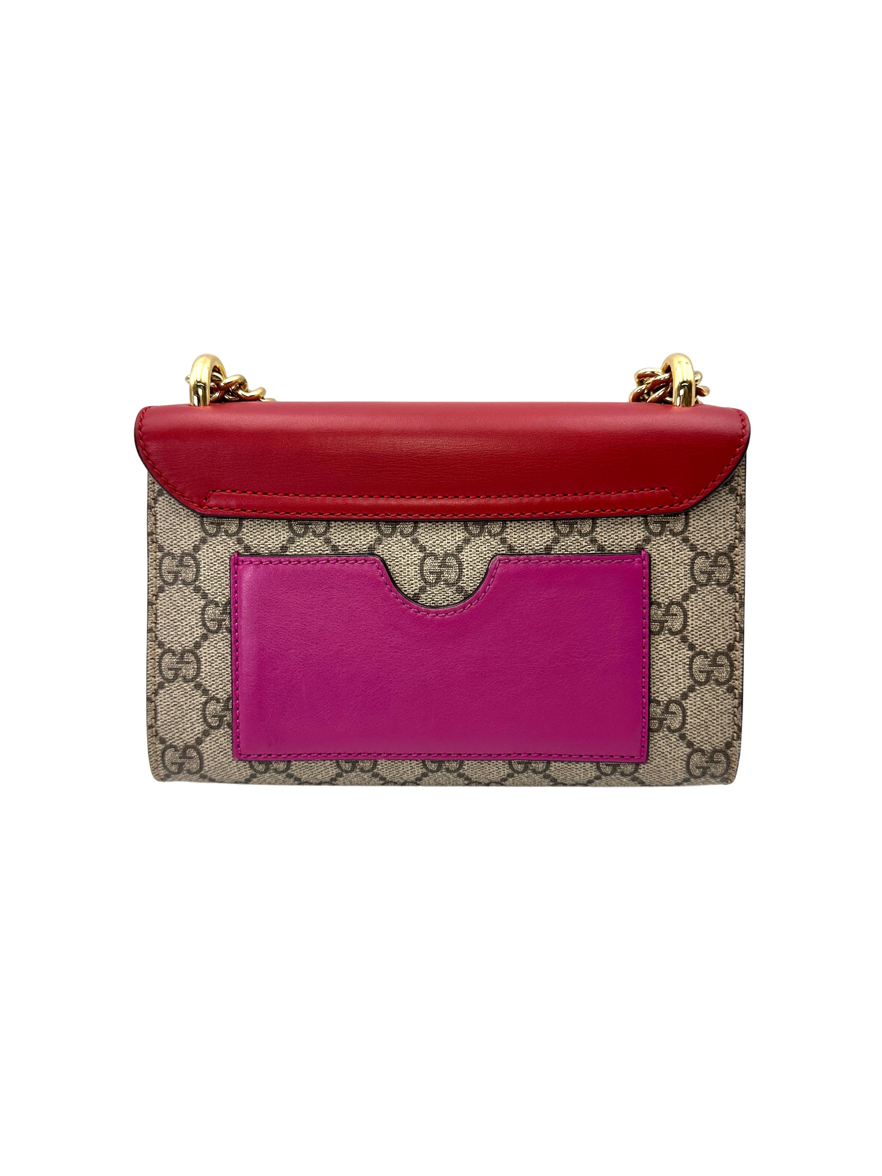 Gucci Padlock GG Canvas & Red Leather Small Size Shoulder Bag GG1258