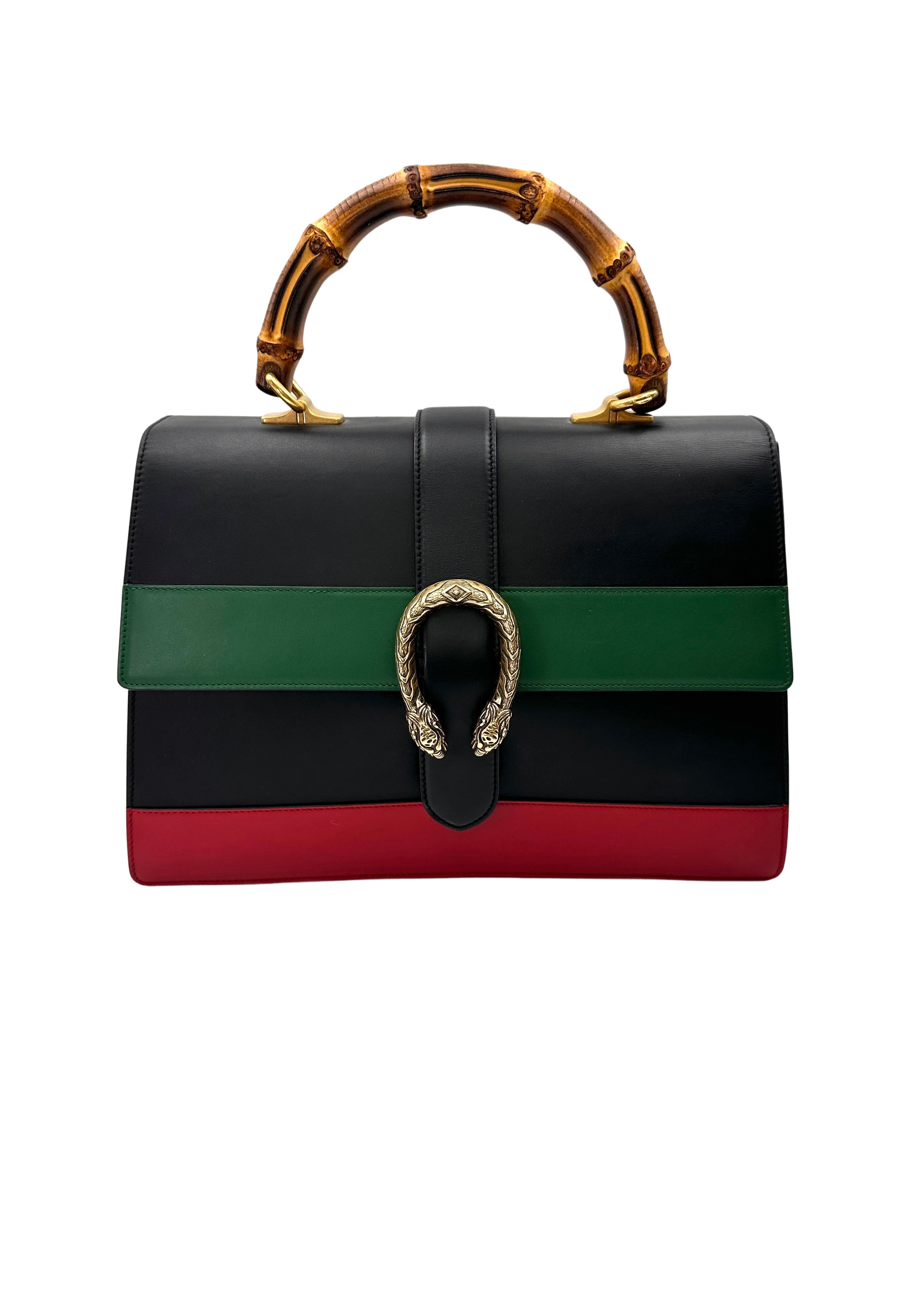 Gucci Dionysus Black Leather Bamboo Large Size Top Handle Bag GG1263