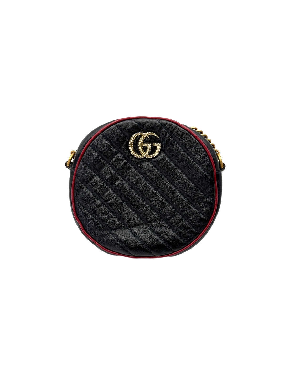 Gucci GG Marmont Black Quilted Leather Round Clutch GG1262