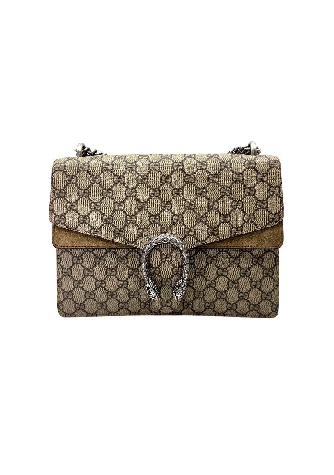 Gucci Dionysus GG Supreme Canvas Shoulder Bag With Brown Tirm GG1265