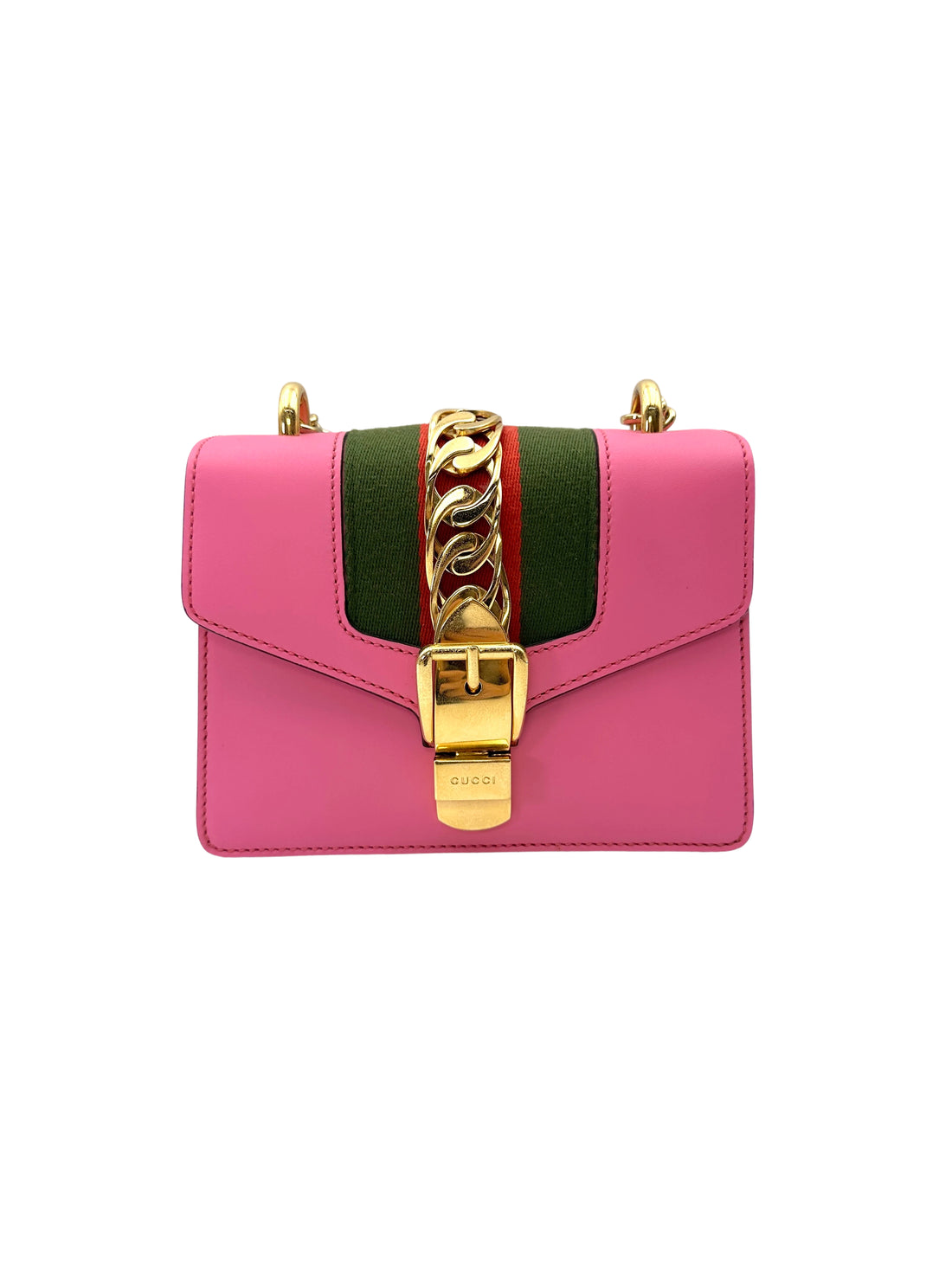 Gucci Sylvie Pink Leather Mini Shoulder Bag GG1266