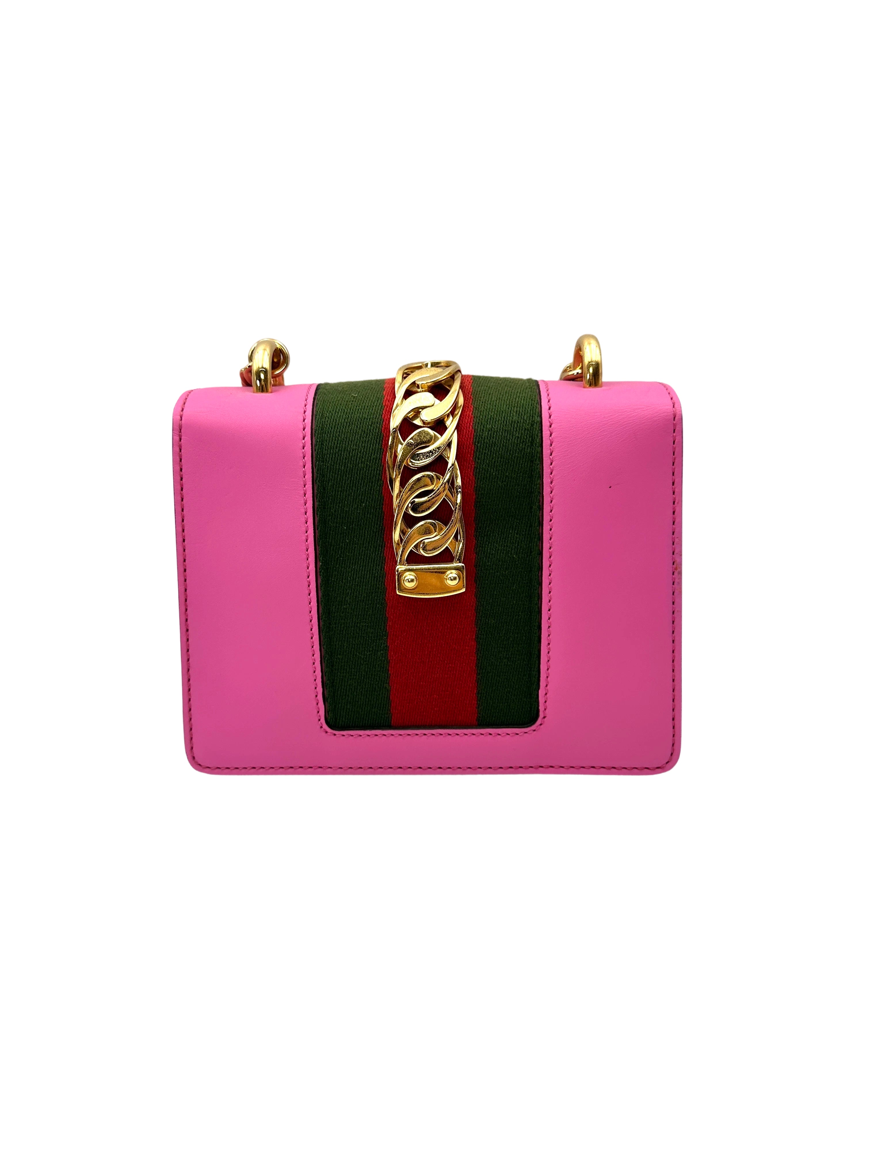 Gucci Sylvie Pink Leather Mini Shoulder Bag GG1266