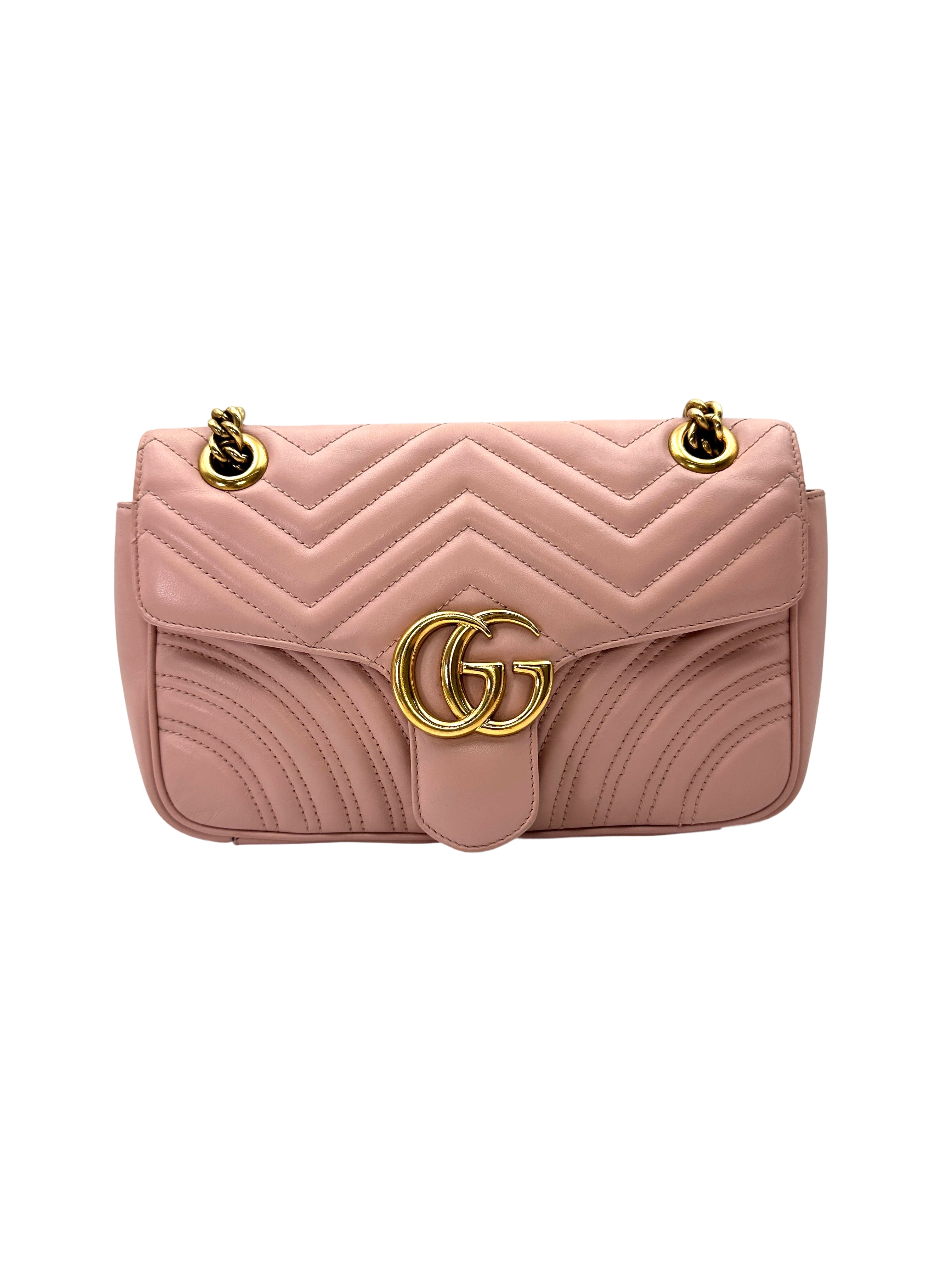 Gucci GG Marmont Pink Matelasse Leather Shoulder Bag GG1267