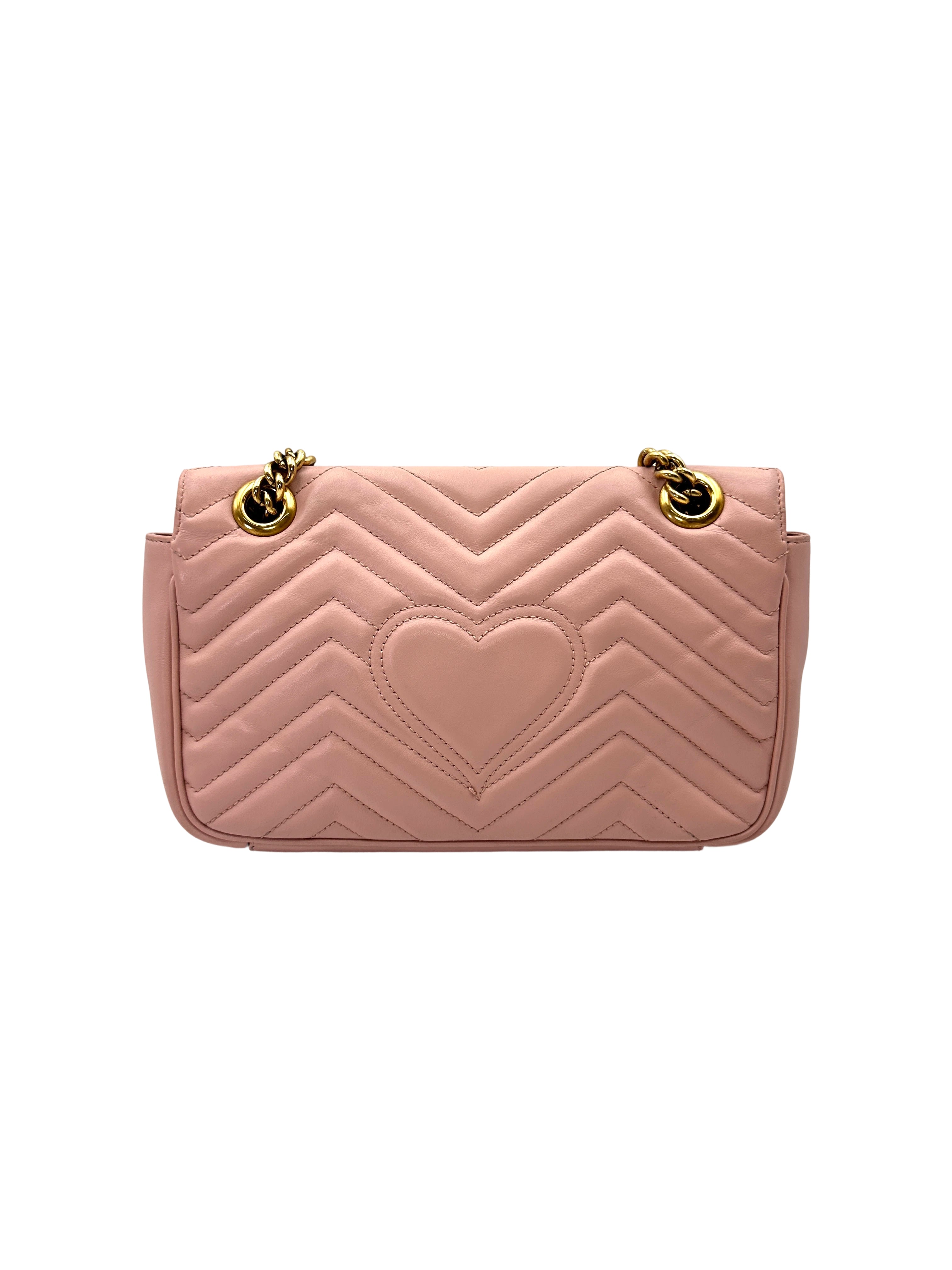Gucci GG Marmont Pink Matelasse Leather Shoulder Bag GG1267