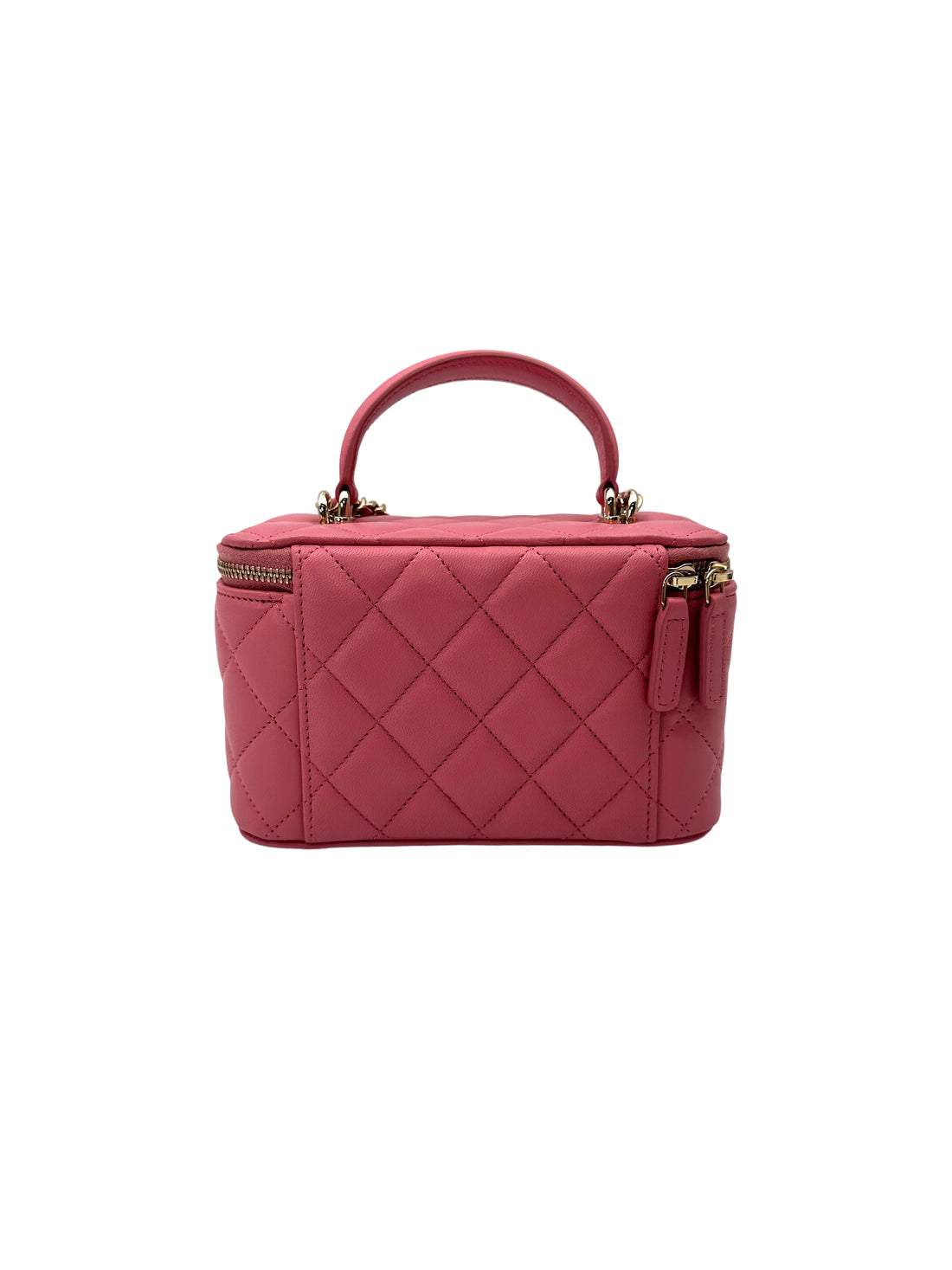 Chanel 23A Pink Quilted Lambskin Top Handle Vanity Case(AC***G2) CC2119