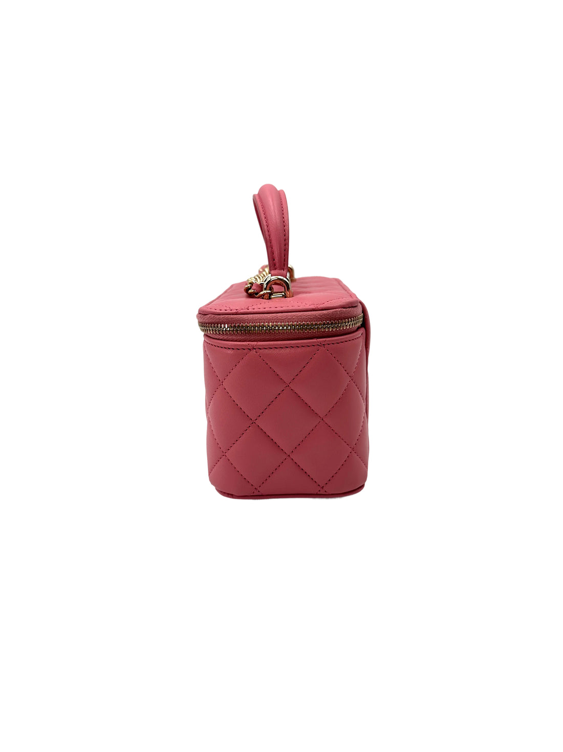 Chanel 23A Pink Quilted Lambskin Top Handle Vanity Case(AC***G2) CC2119