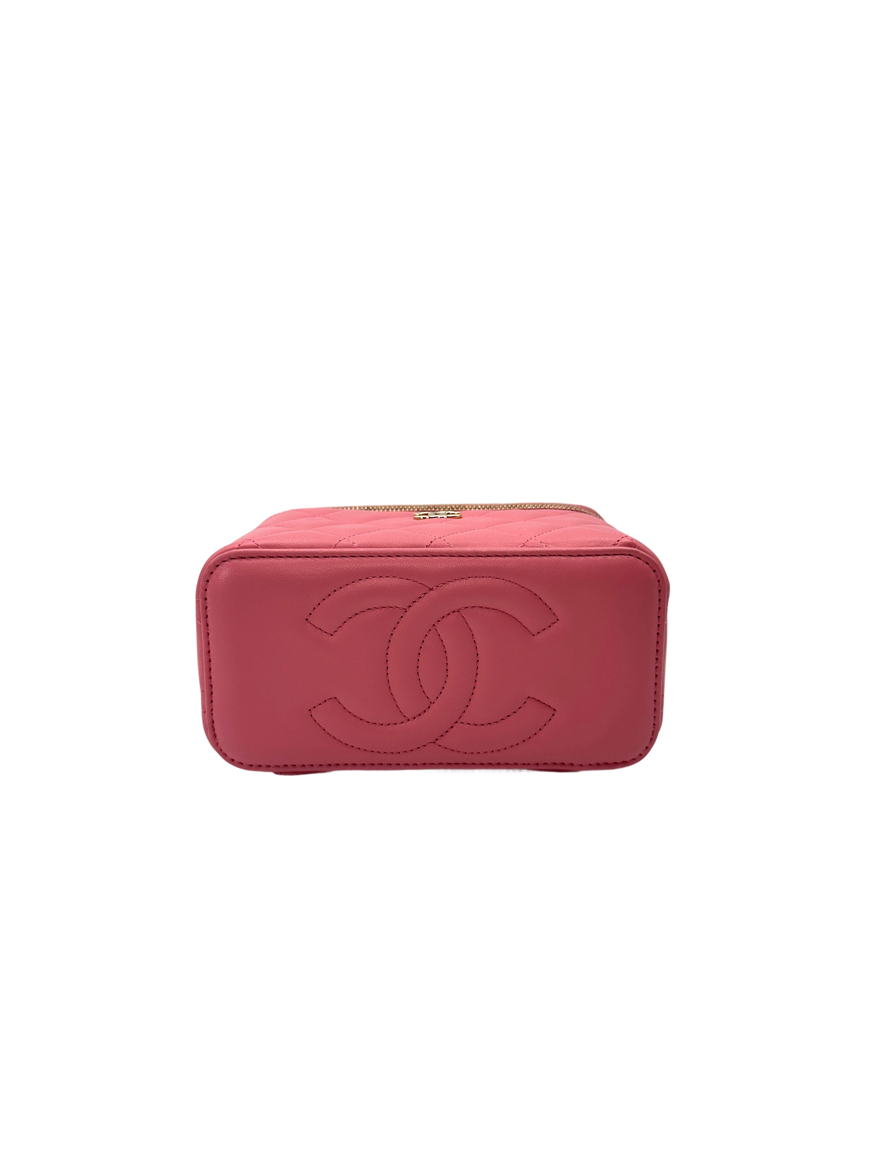 Chanel 23A Pink Quilted Lambskin Top Handle Vanity Case(AC***G2) CC2119