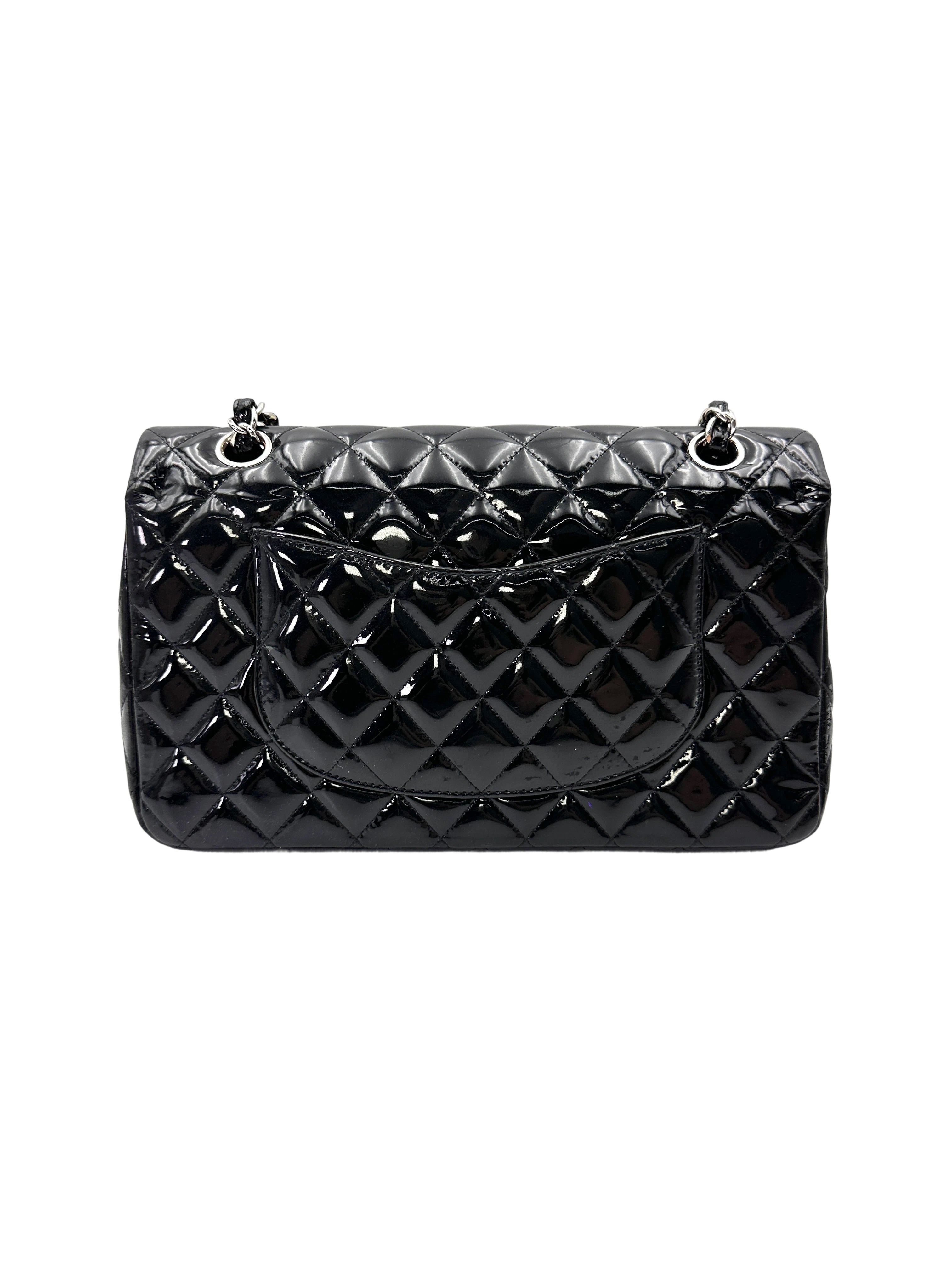 Chanel Classic Flap Black Quilted Patent Leather Medium Size Shoulder Bag(19***13) CC2122