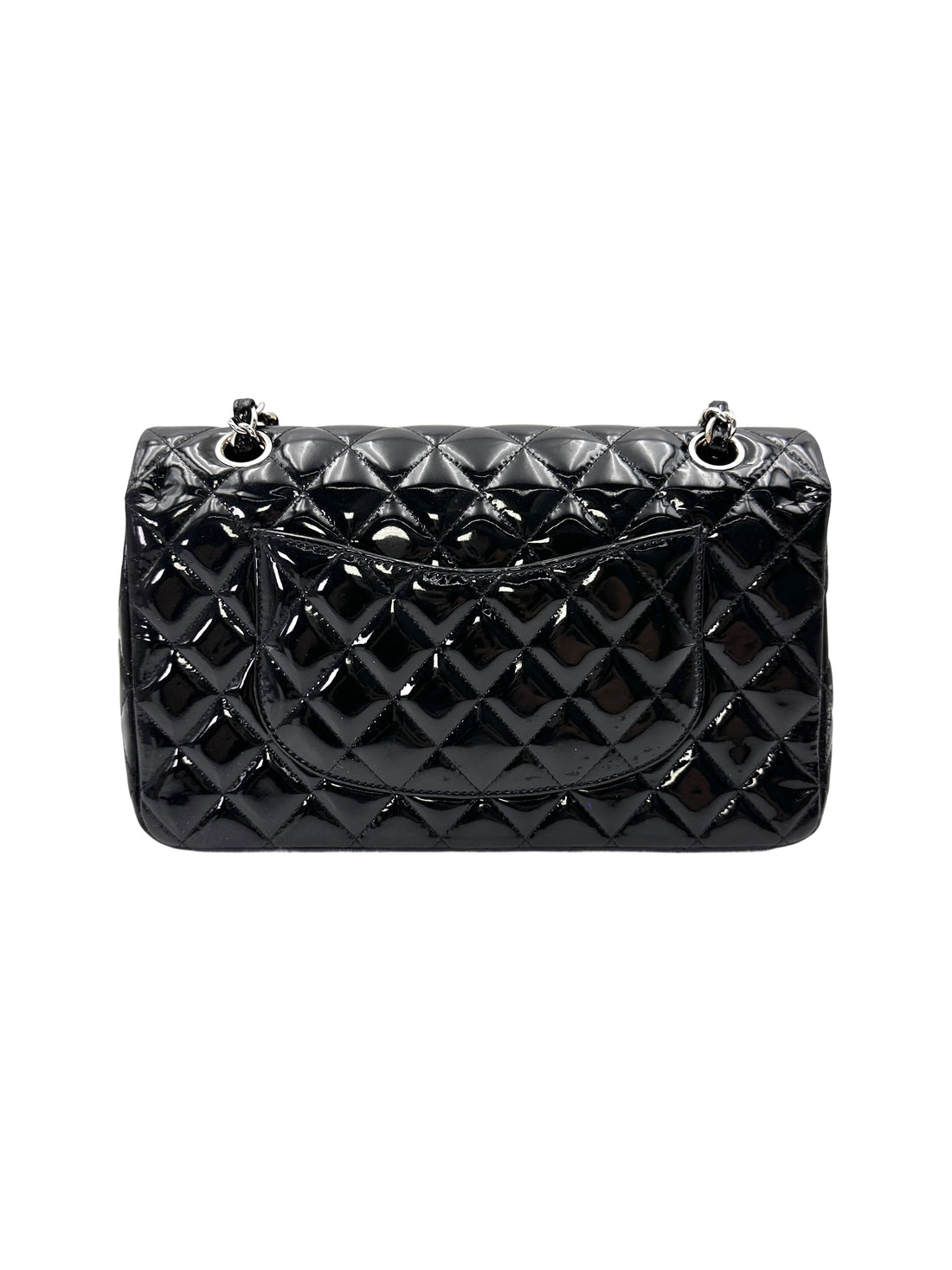 Chanel Classic Flap Black Quilted Patent Leather Medium Size Shoulder Bag(19***13) CC2122