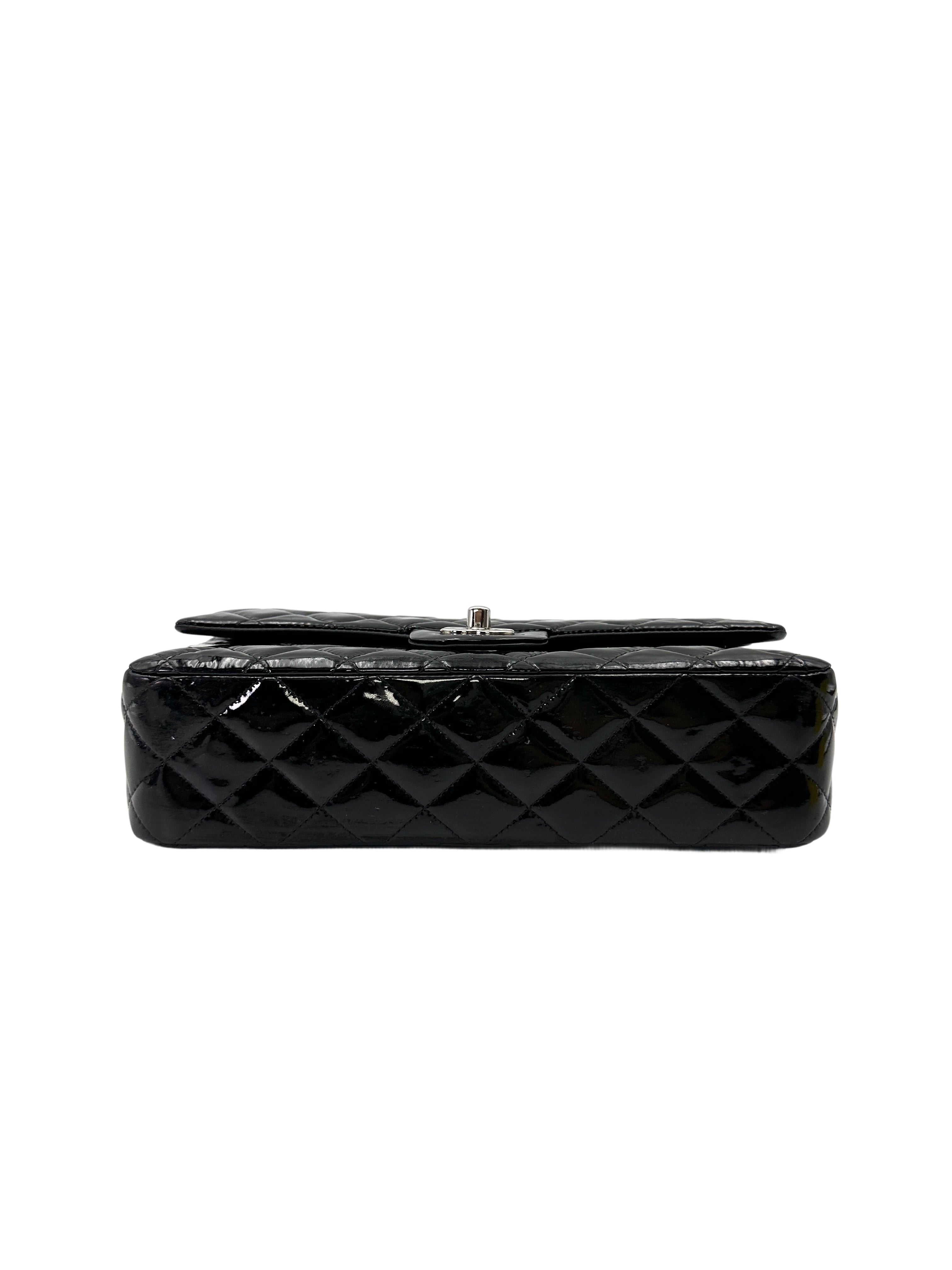 Chanel Classic Flap Black Quilted Patent Leather Medium Size Shoulder Bag(19***13) CC2122