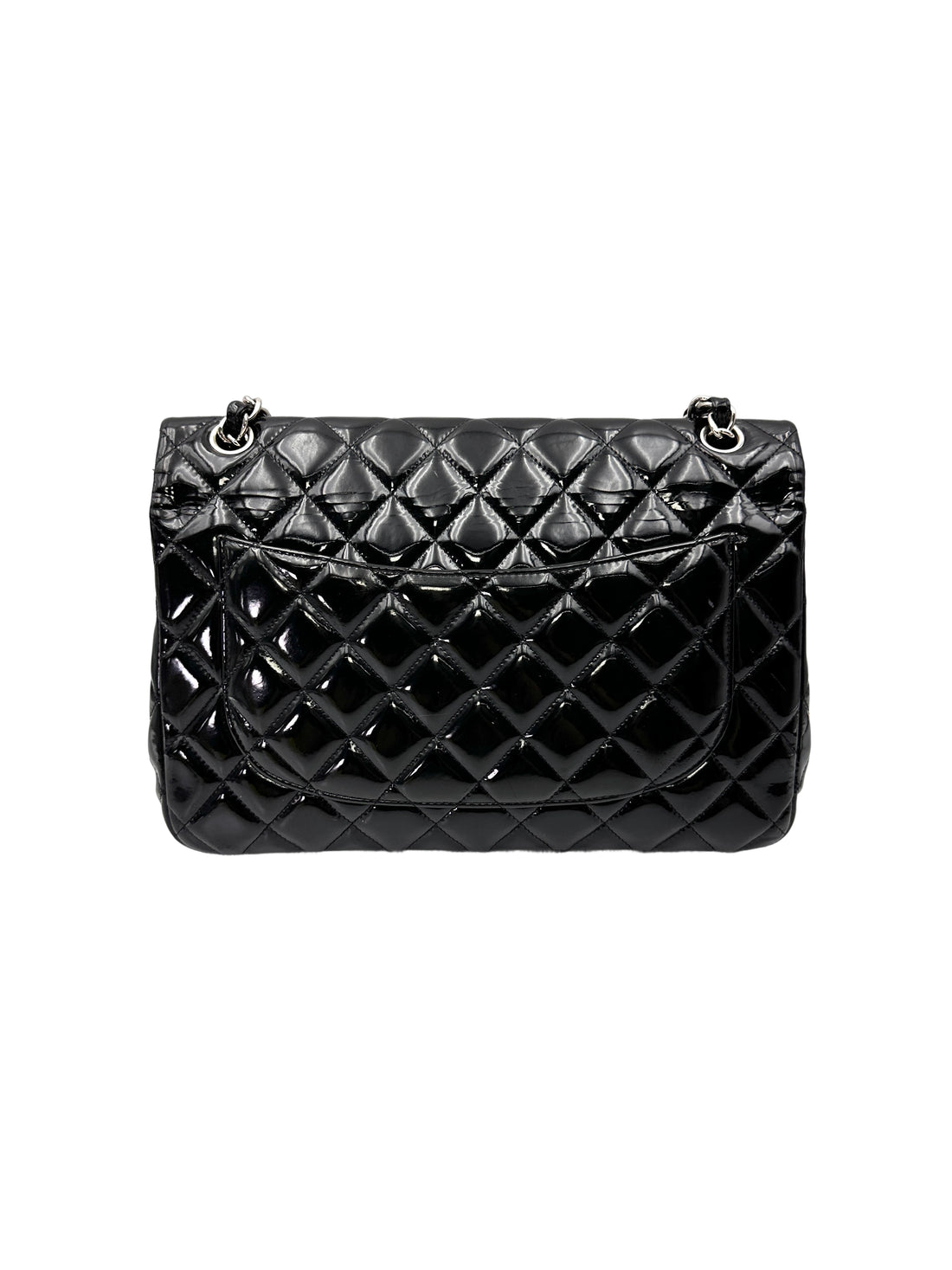 Chanel Classic Flap Black Quilted Patent Leather Jumbo Shoulder Bag(14***16) CC2124