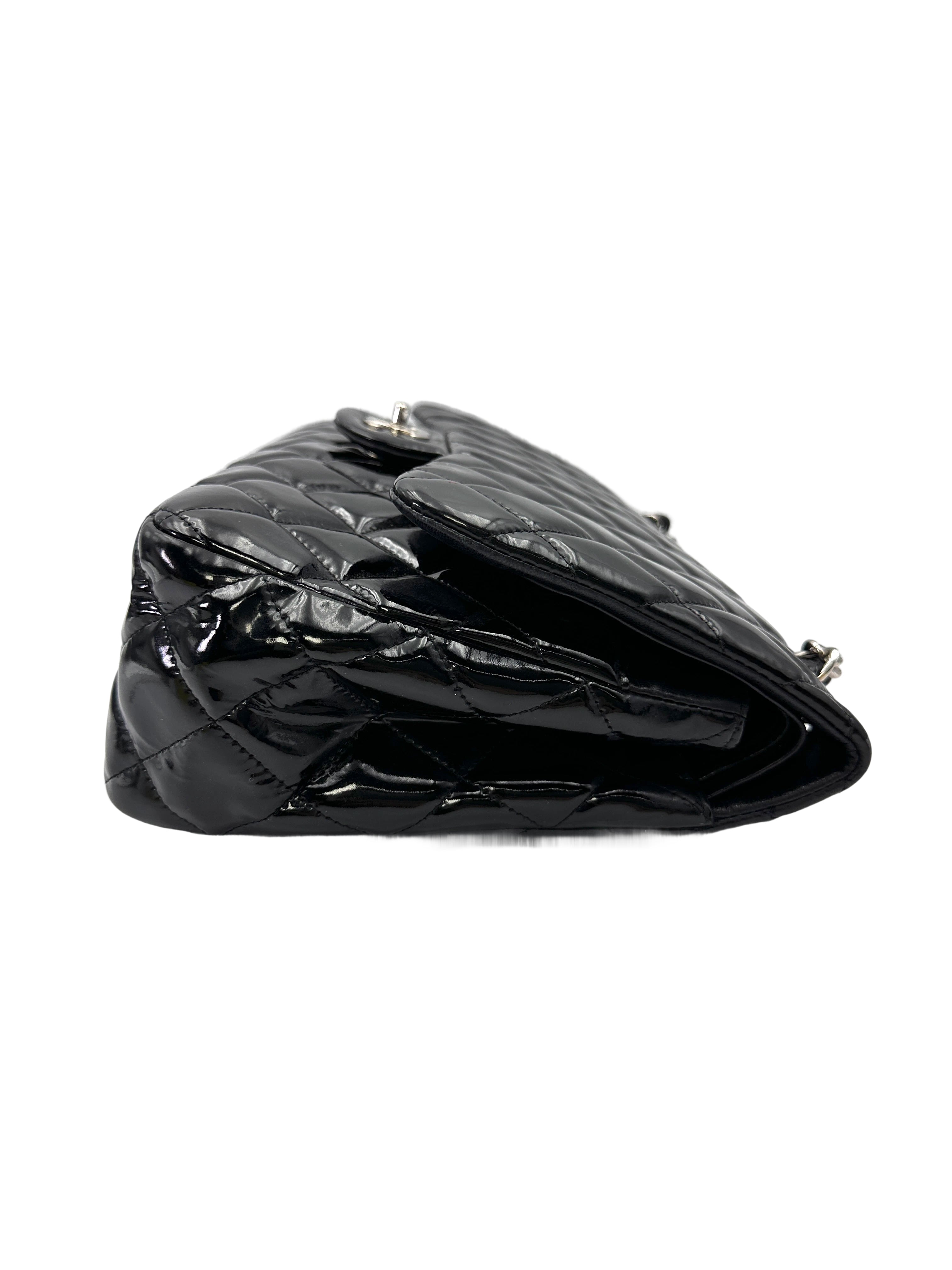 Chanel Classic Flap Black Quilted Patent Leather Jumbo Shoulder Bag(14***16) CC2124