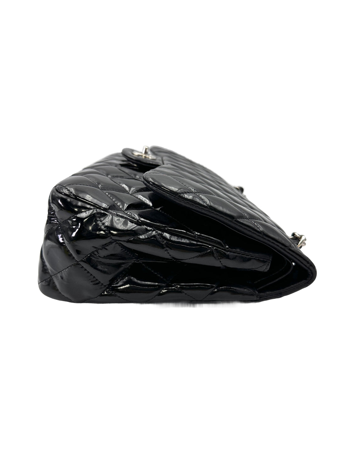 Chanel Classic Flap Black Quilted Patent Leather Jumbo Shoulder Bag(14***16) CC2124