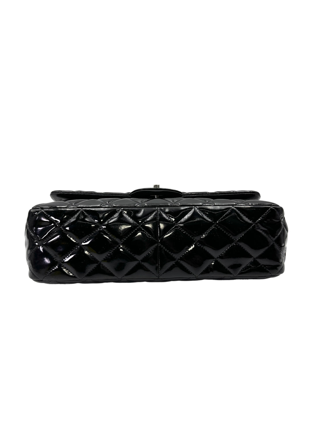 Chanel Classic Flap Black Quilted Patent Leather Jumbo Shoulder Bag(14***16) CC2124