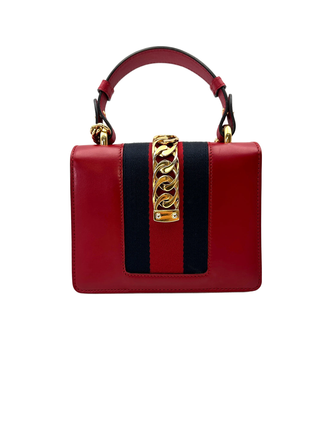 Gucci Sylvie Red Leather Small Size Top Handle Bag GG1270