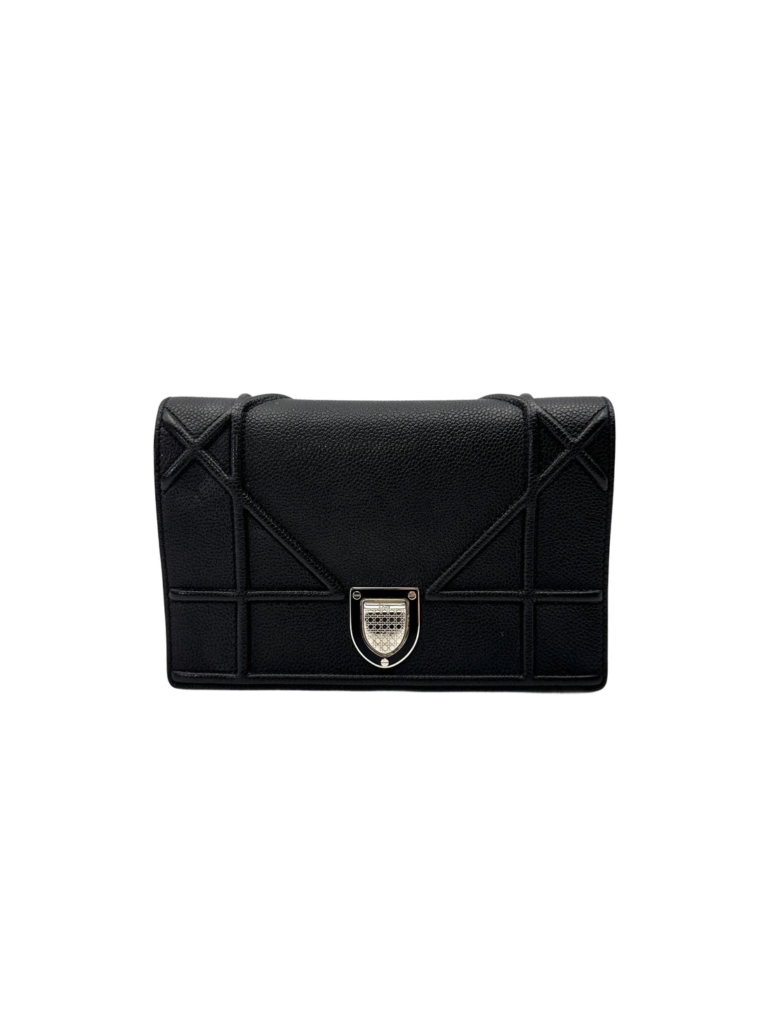 Christian Dior Diorama Black Leather Wallet On Chain DR783