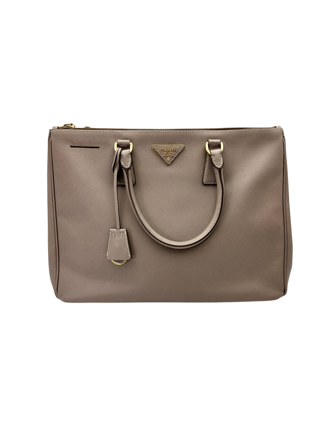 Prada Galleria Grey Saffiano Leather Handle Bag PR449