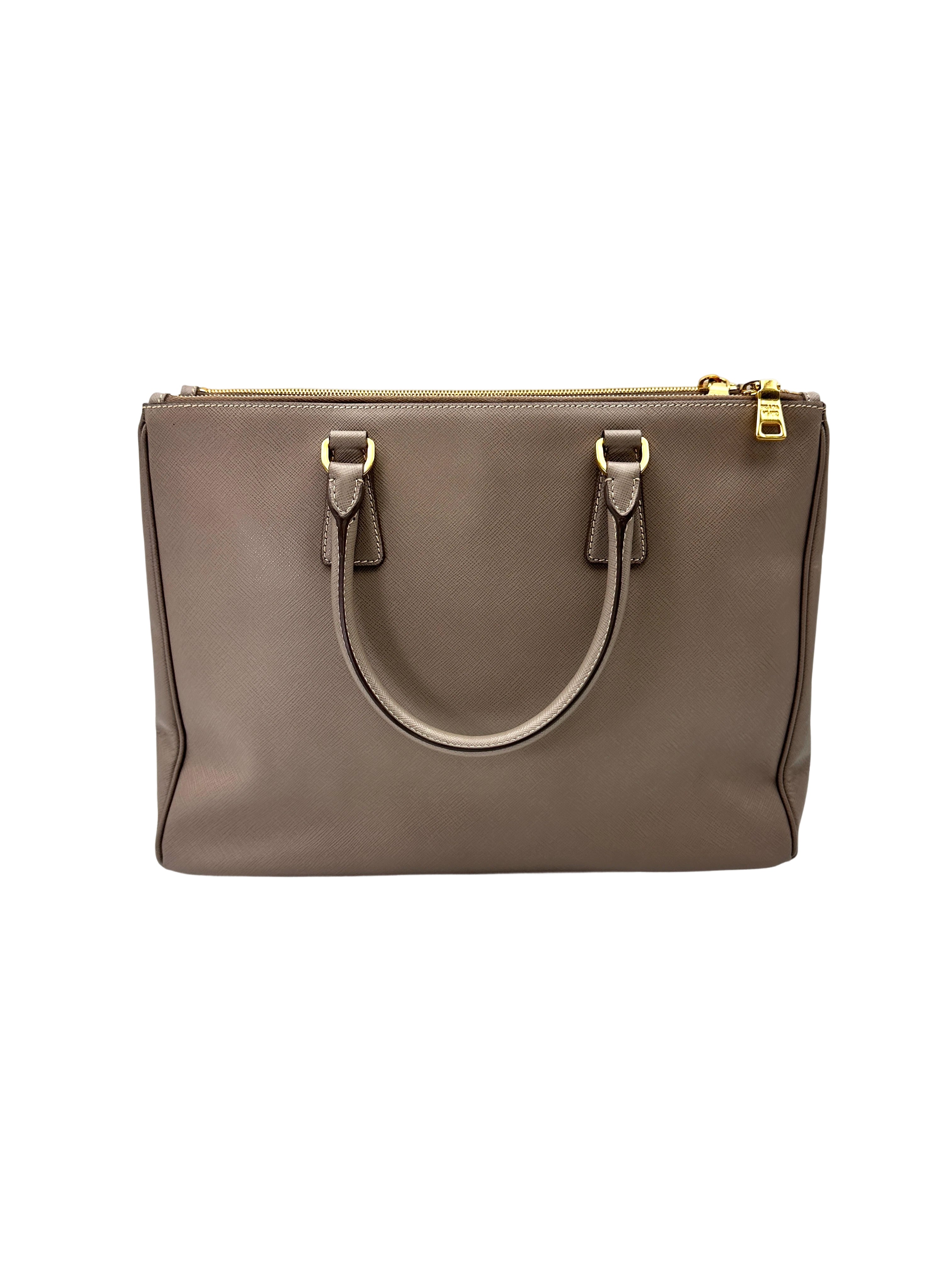 Prada Galleria Grey Saffiano Leather Handle Bag PR449