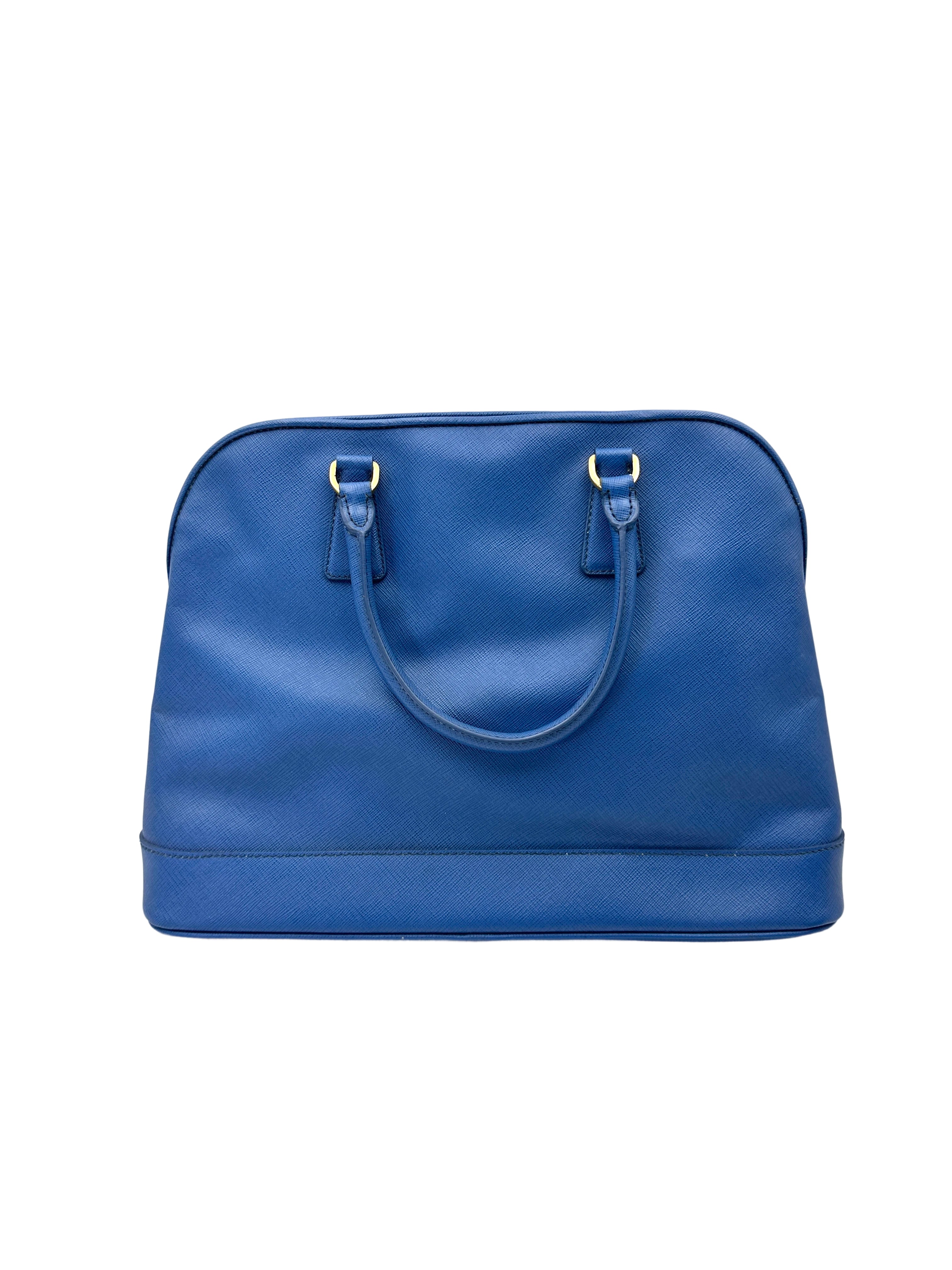 Prada Promenade Blue Saffiano Leather Handle Bag PR453