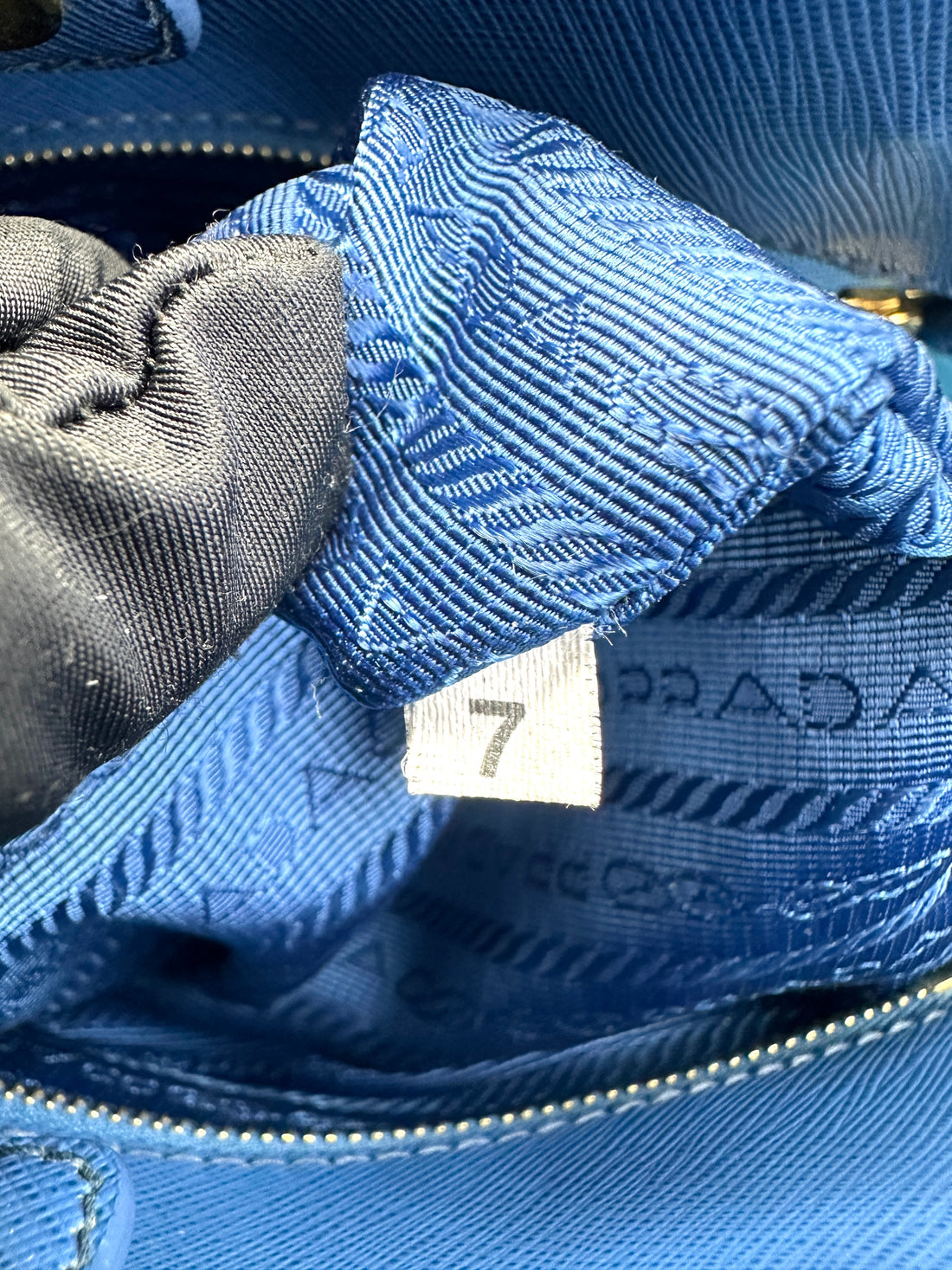 Prada Promenade Blue Saffiano Leather Handle Bag PR453