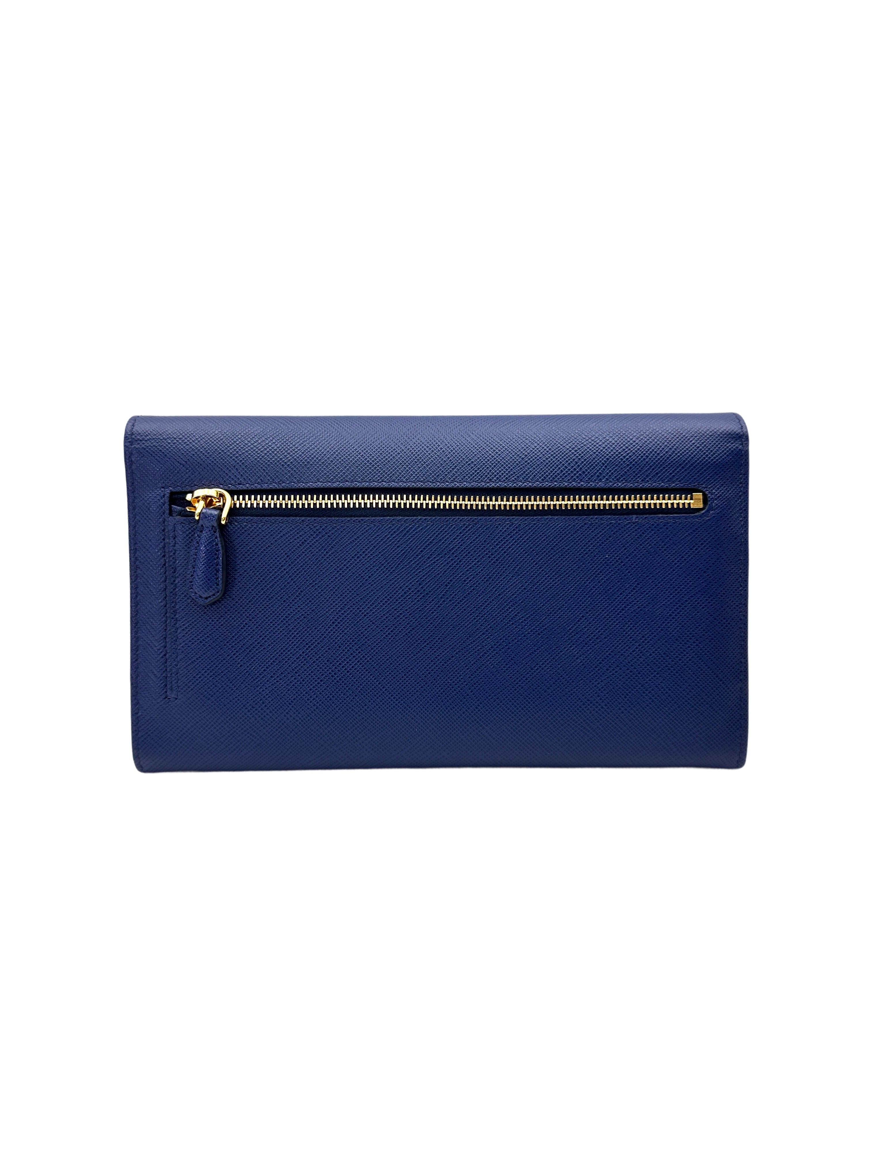 Prada Navy Saffiano Long Wallet PR455
