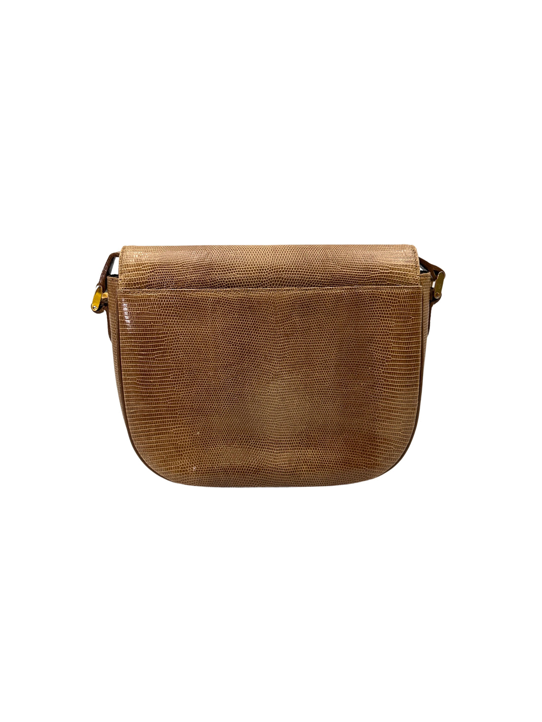 Saint Laurent Brown Lizard Embossed Leather Shoulder Bag SL254