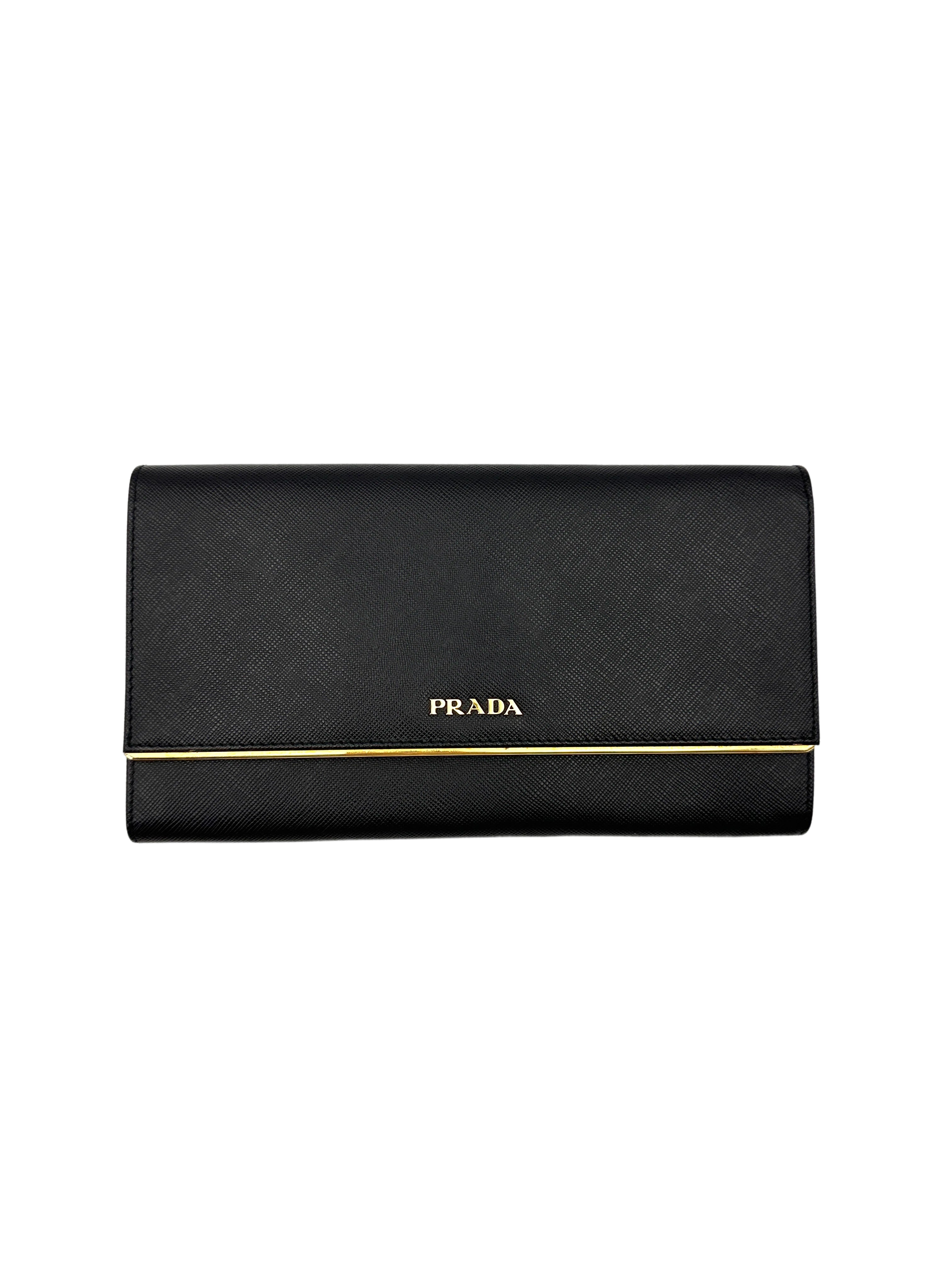 Prada Black Saffiano Long Wallet PR454