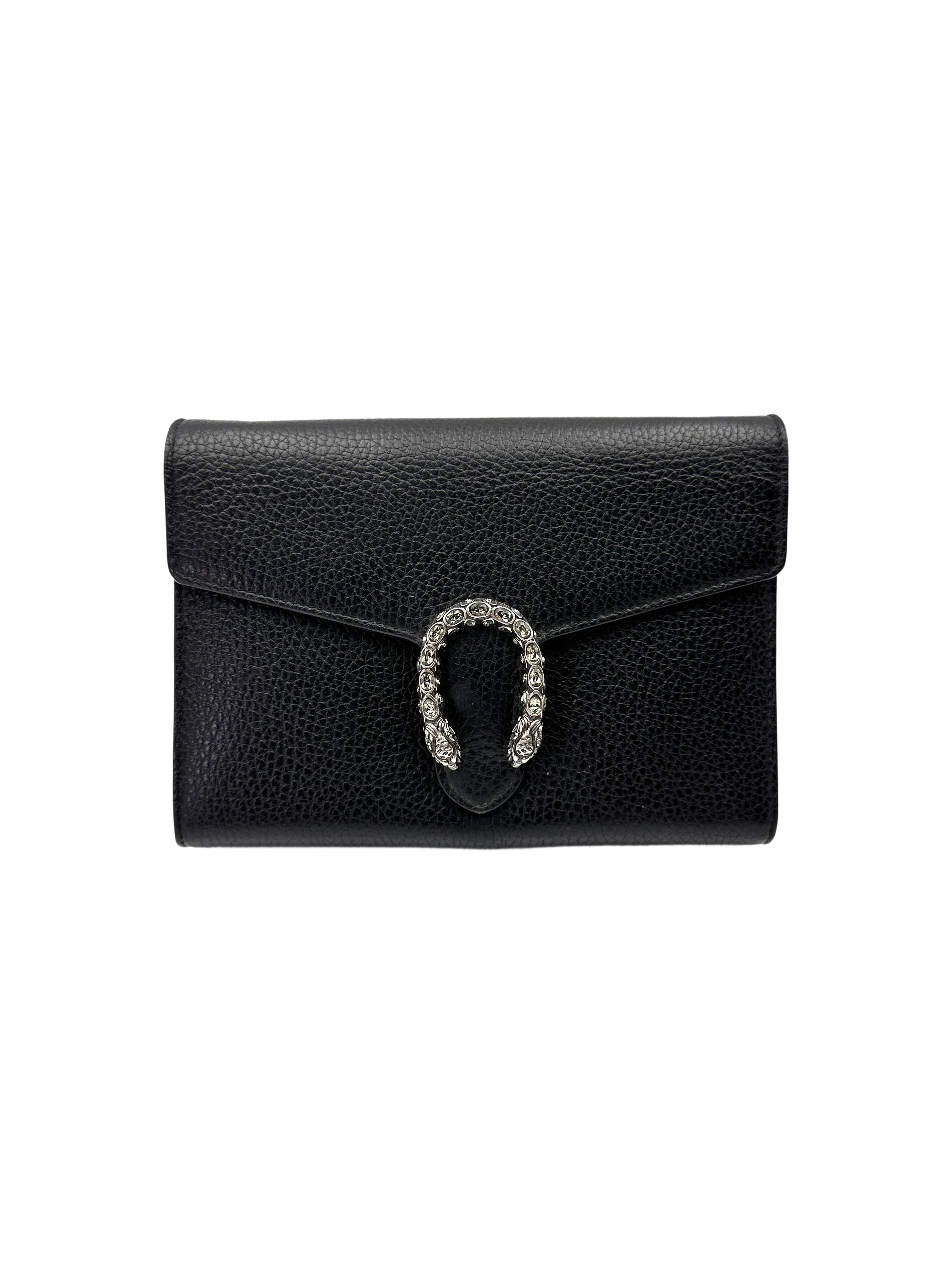 Gucci Dionysus Black Leather Wallet On Chain GG1274