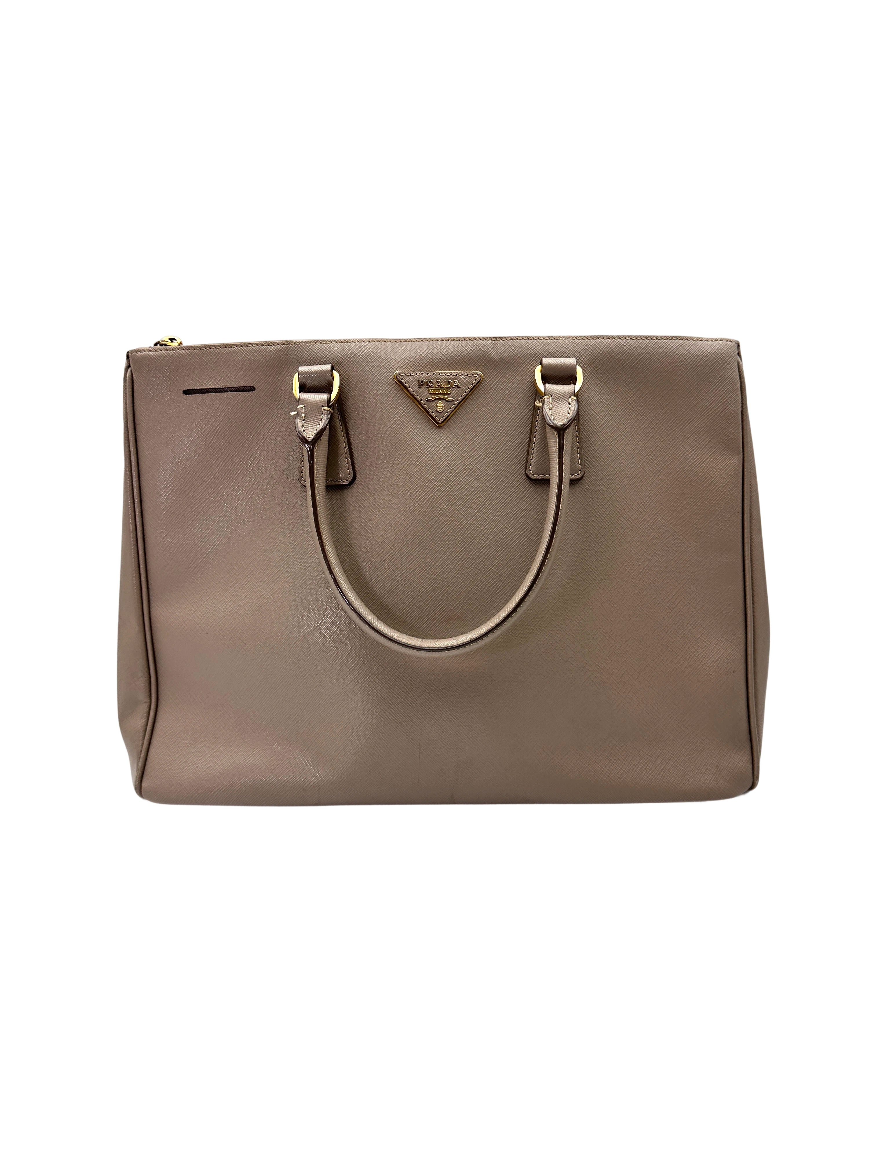 Prada Galleria Grey Saffiano Leather Handle Bag PR450
