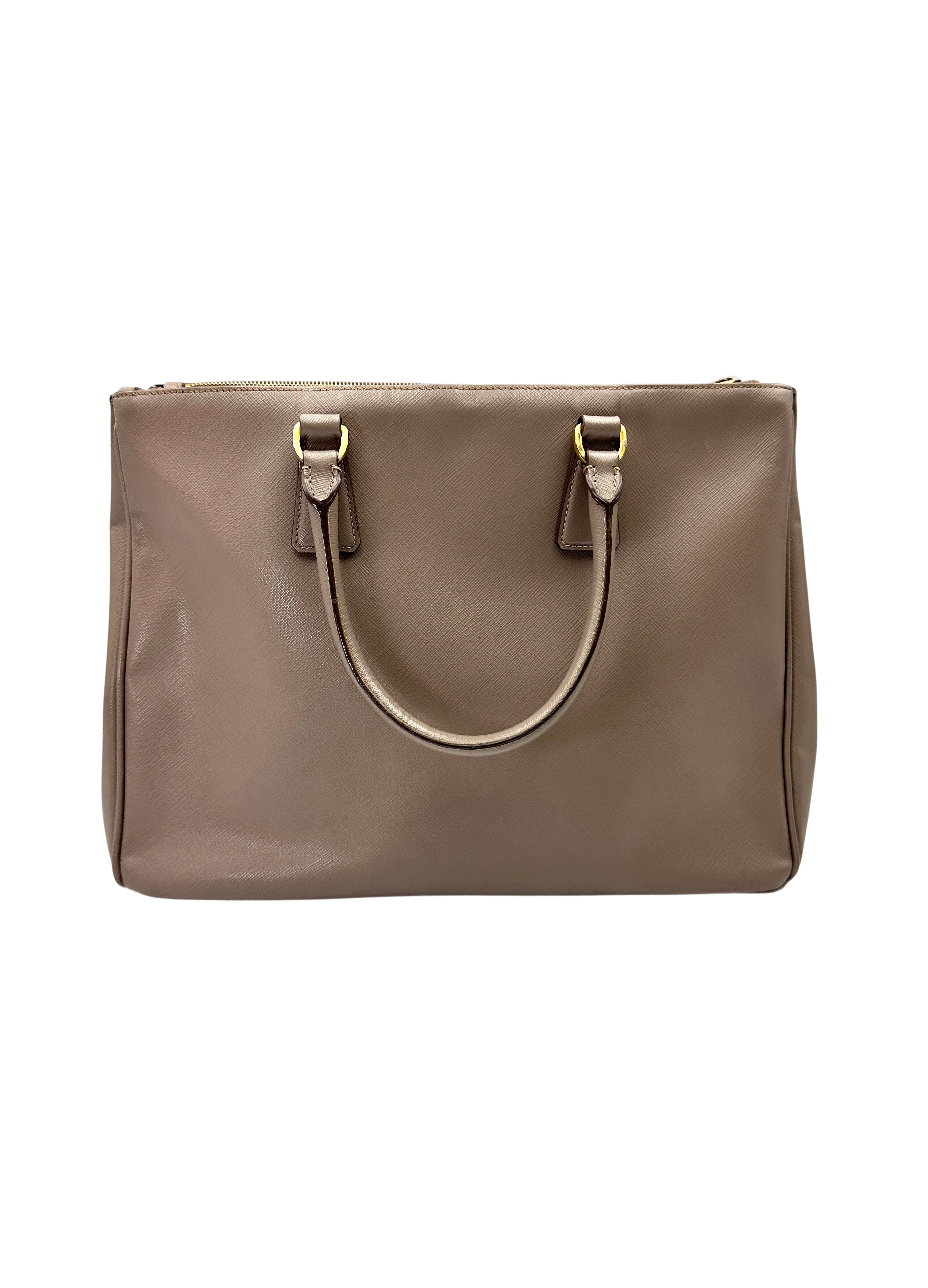 Prada Galleria Grey Saffiano Leather Handle Bag PR450