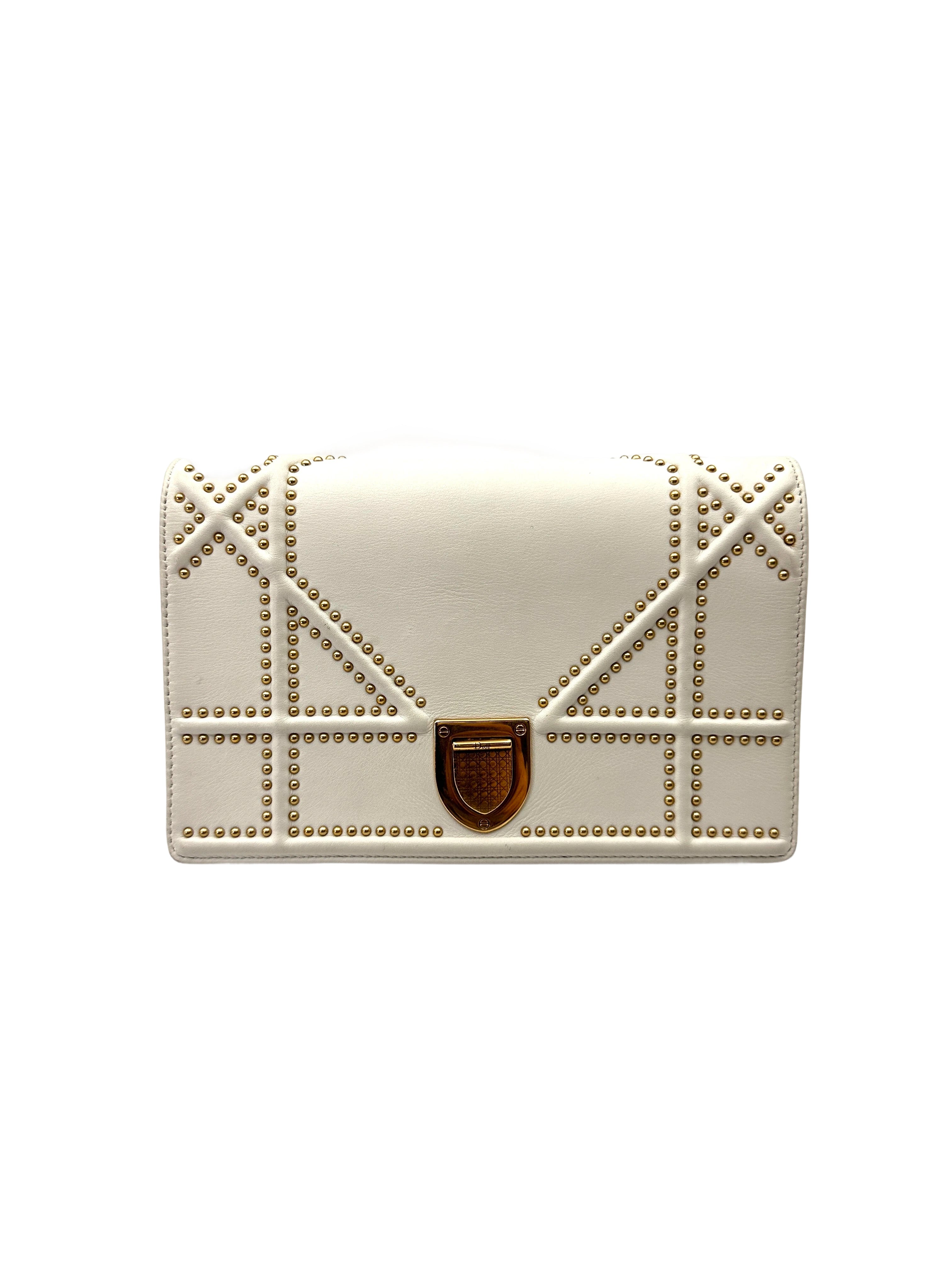 Christian Dior Diorama White Leather Wallet On Chain DR788