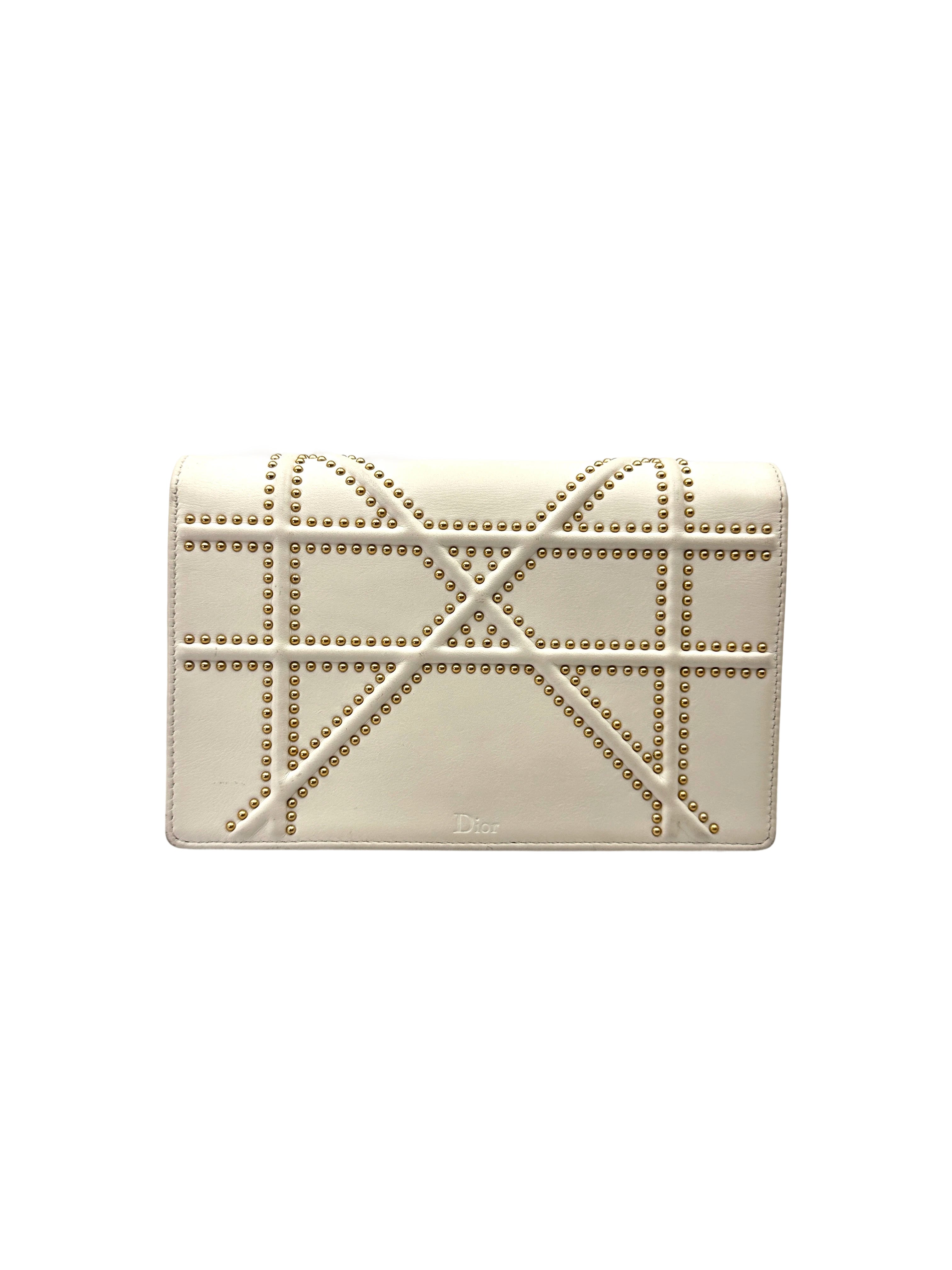 Christian Dior Diorama White Leather Wallet On Chain DR788