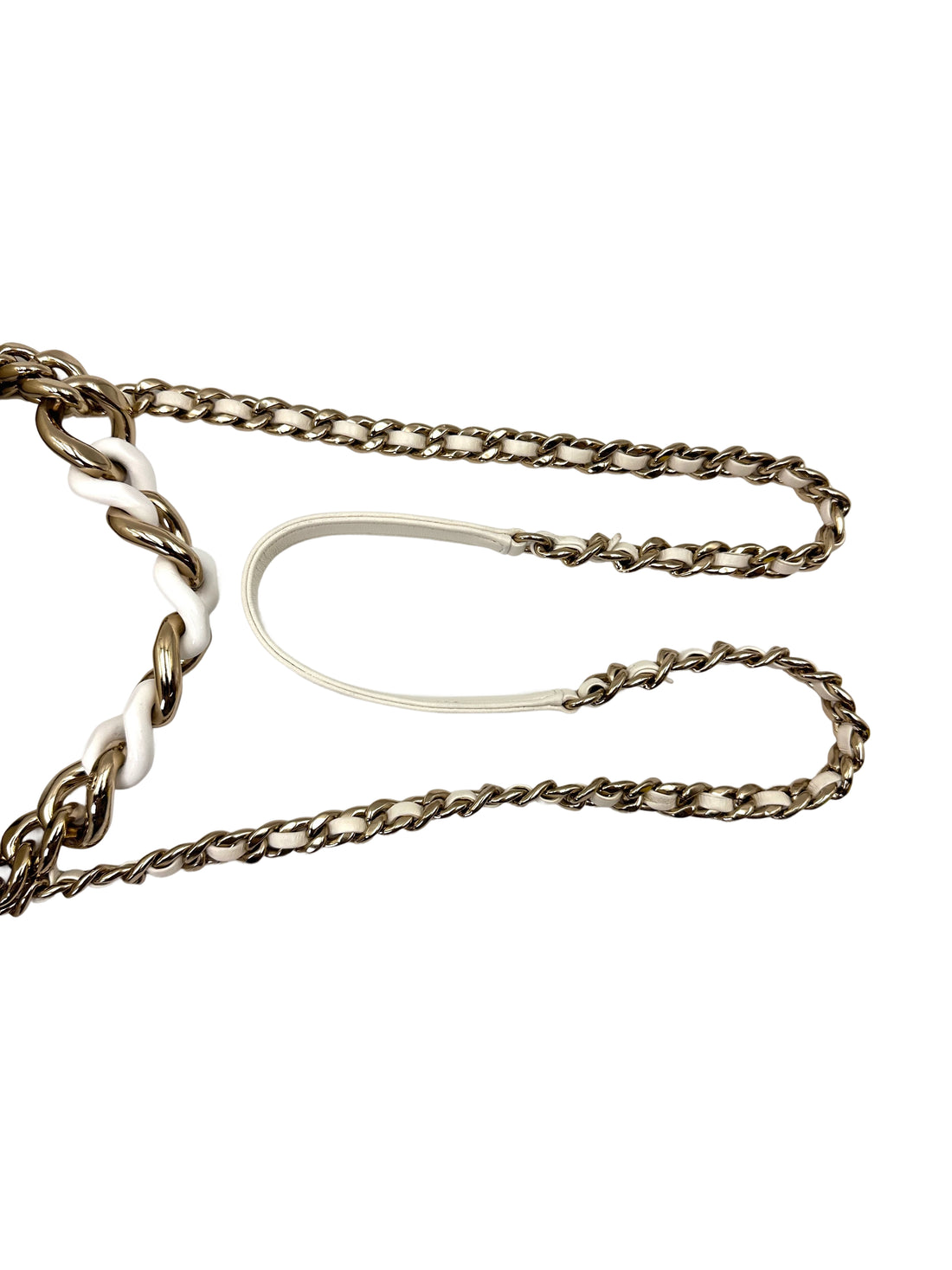 Chanel White Quilted Leather Flap Bag With Acetate & Metal Chunky Chain(28***43) CC2126