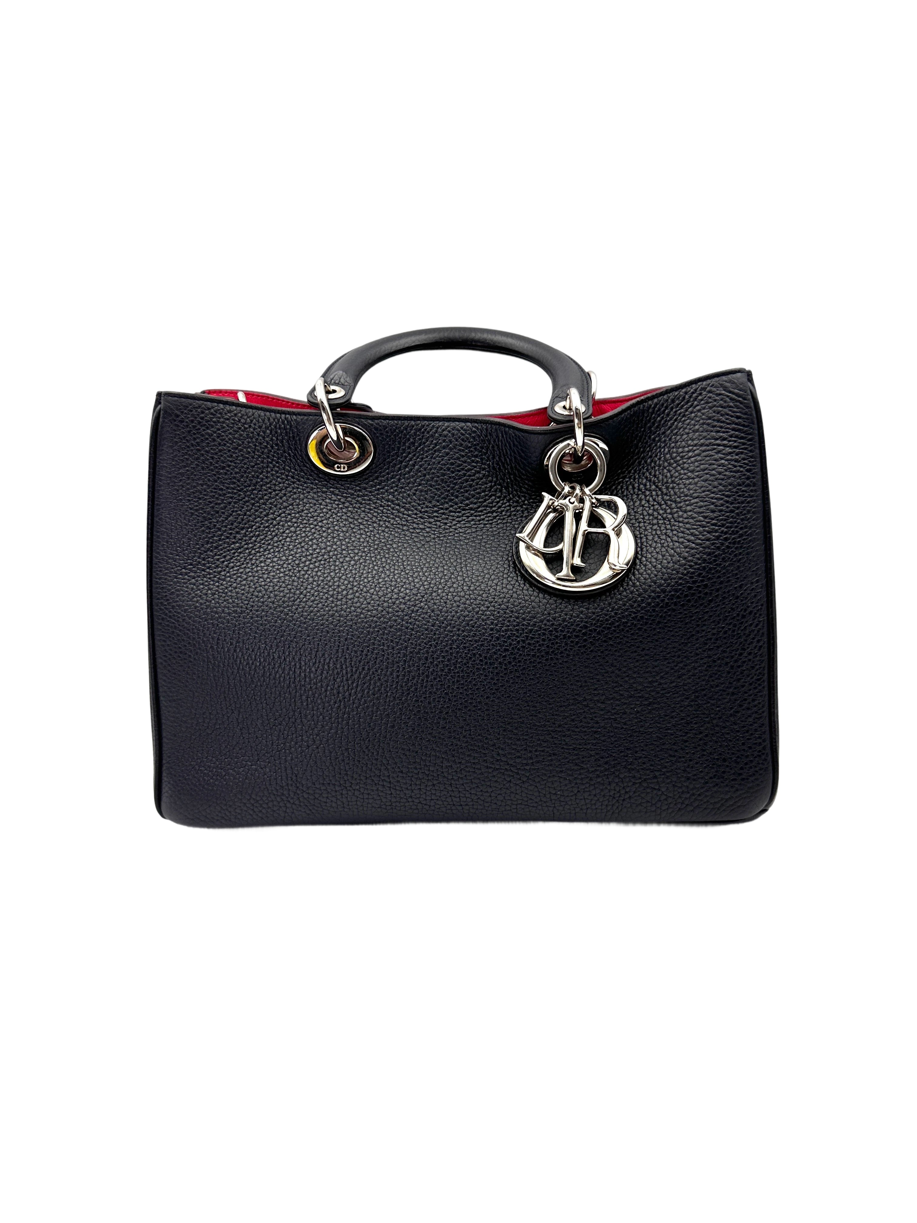 Christian Dior Diorissimo Black Leather Shoulder Bag With Pouch DR784