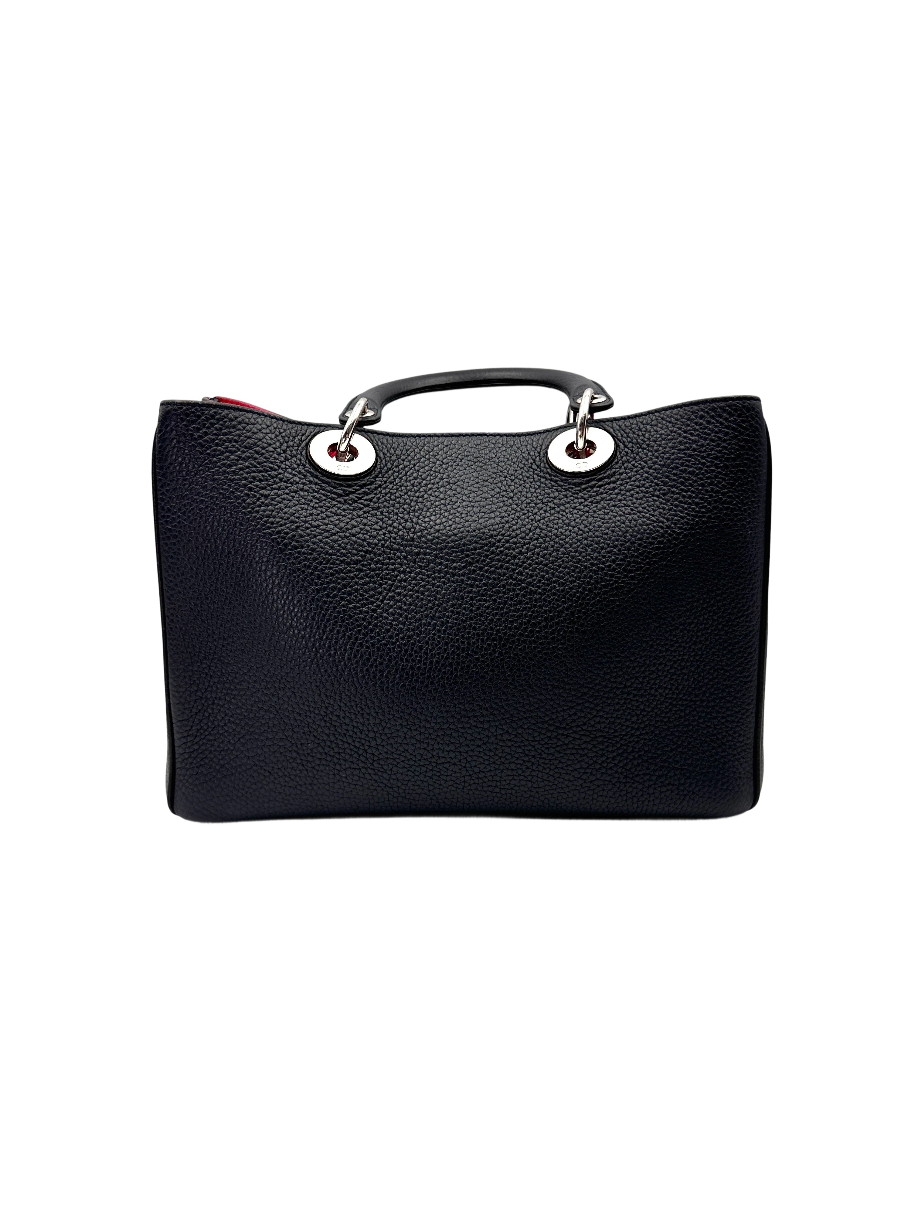 Christian Dior Diorissimo Black Leather Shoulder Bag With Pouch DR784