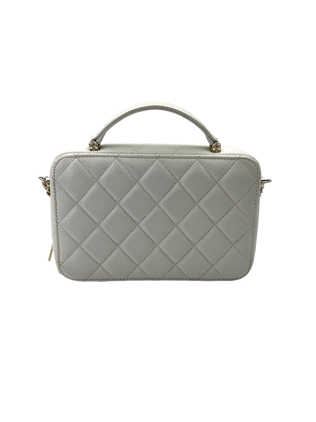 Chanel White Quilted Leather Top Handle Camera Bag(U8***22) CC2136