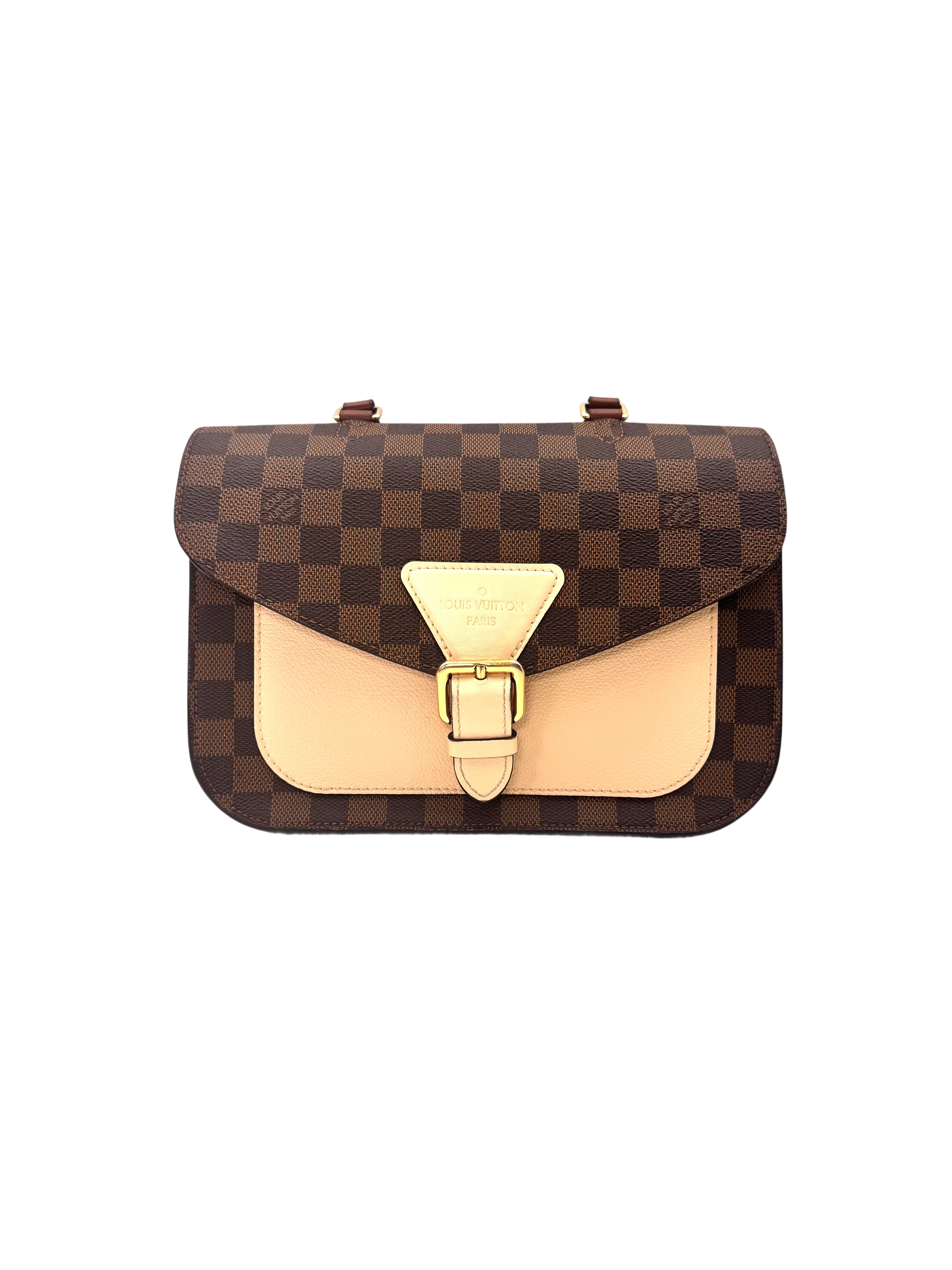 Louis Vuitton Beaumarchais Damier Ebene & Beige Leather Handle Bag LV3002