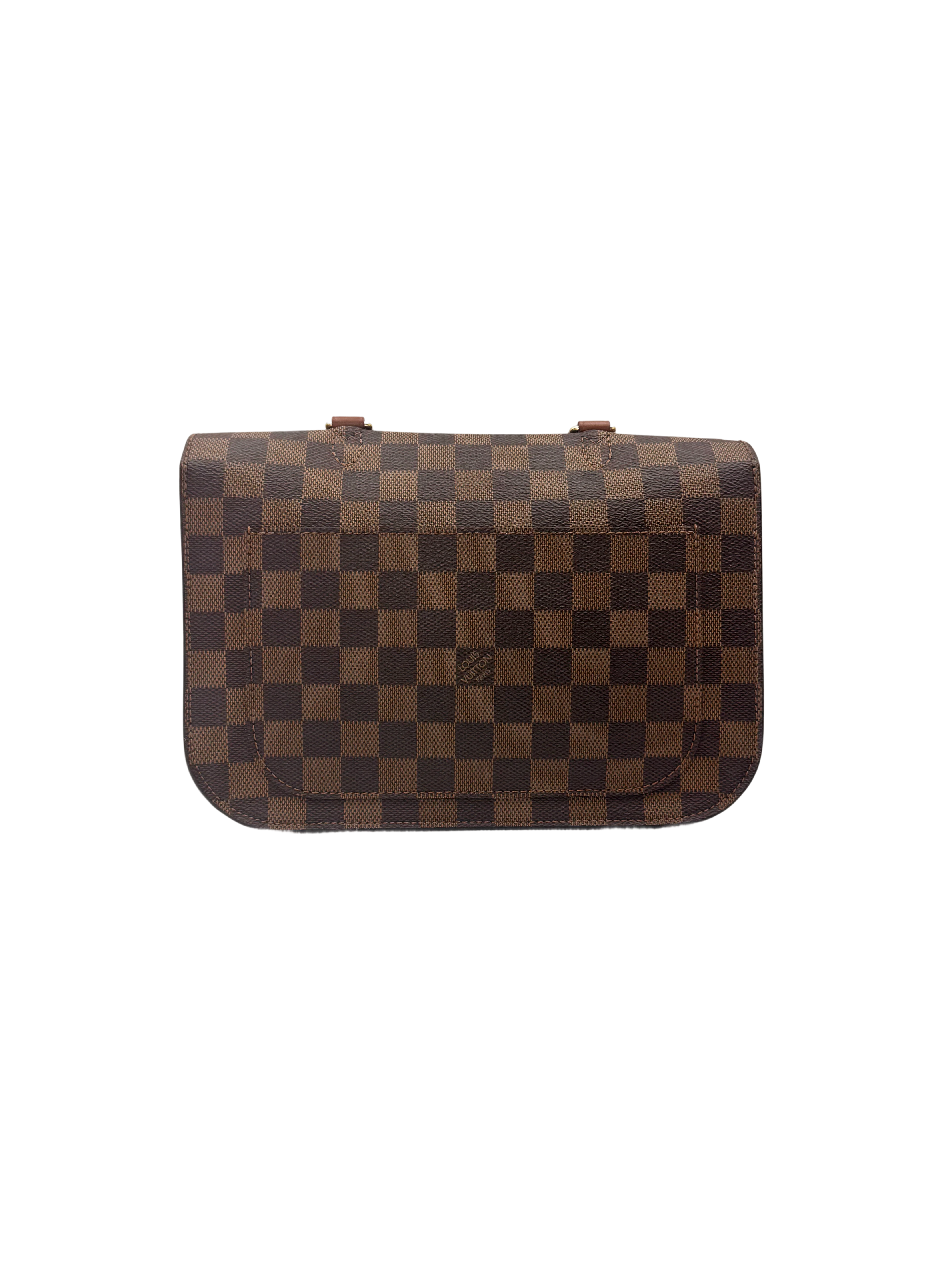 Louis Vuitton Beaumarchais Damier Ebene & Beige Leather Handle Bag LV3002